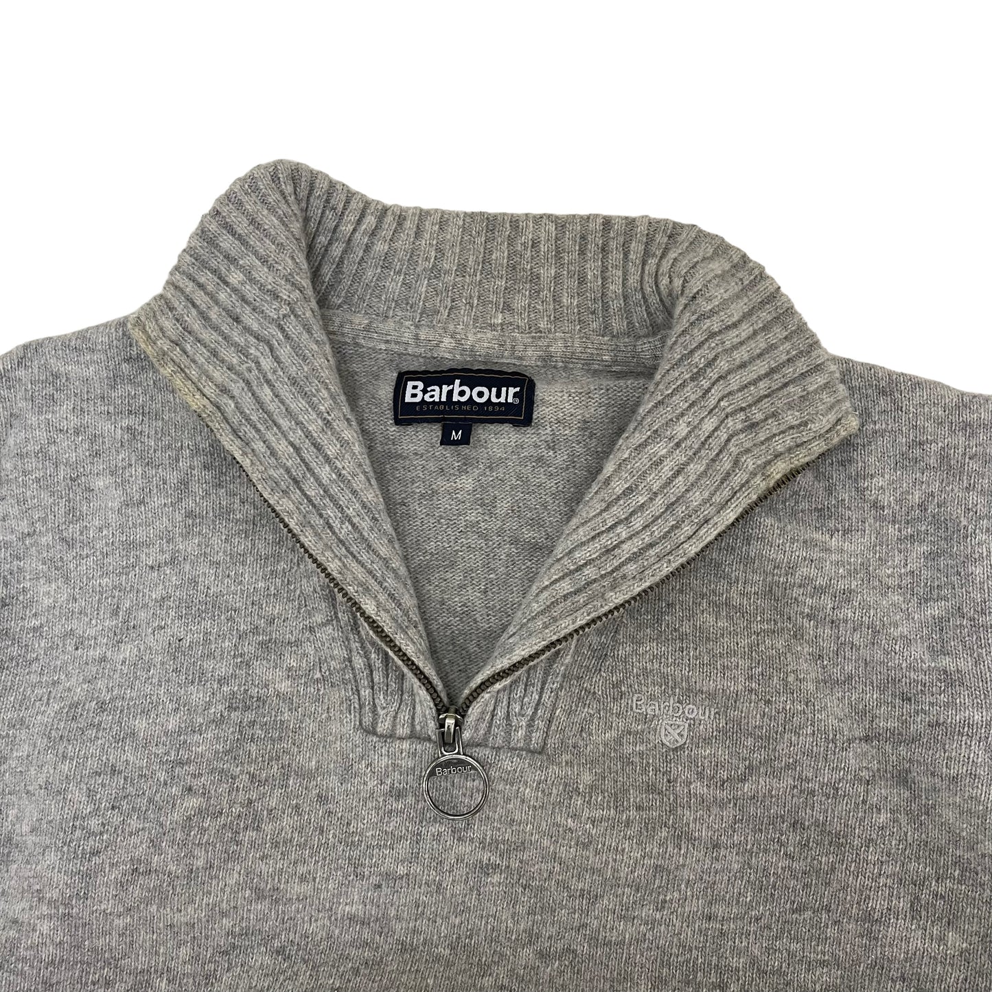 GC232 Barbour ニット セーター ハーフジップアップ トップス ウール100% グレー サイズM