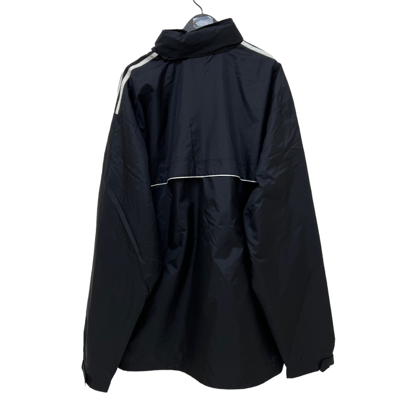 GM144 特大サイズ adidas アディダス 長袖 ジップアップ ナイロン ジャケット 上着 羽織り トップス ブラック メンズ 6XO