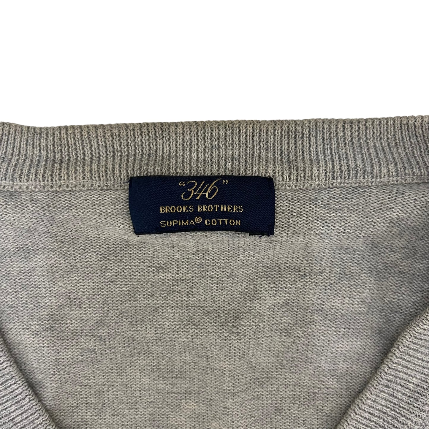 GC468 Brooks Brothers ニットトップス コットン100% プルオーバー Vネック グレー メンズ
