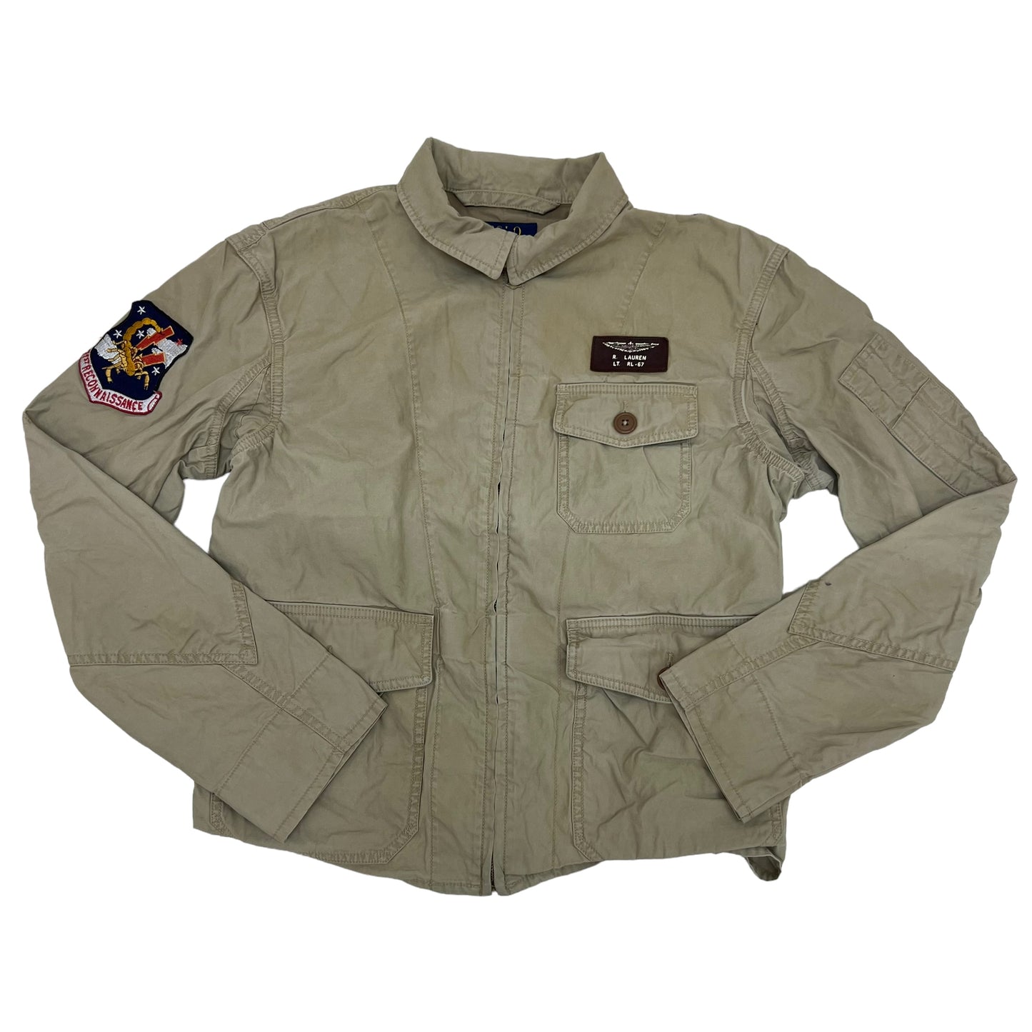 GM196 POLO RALPH LAUREN ポロラルフローレン 長袖 ジップアップ ジャケット 上着 羽織り トップス ベージュ系 メンズ