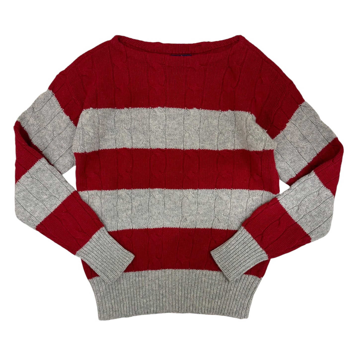 GC909 RALPH LAUREN RUGBY ラルフローレンラグビー ウール100% ニットセーター セーター プルオーバー 長袖 レッド系 グレー系 ボーダー メンズ サイズM