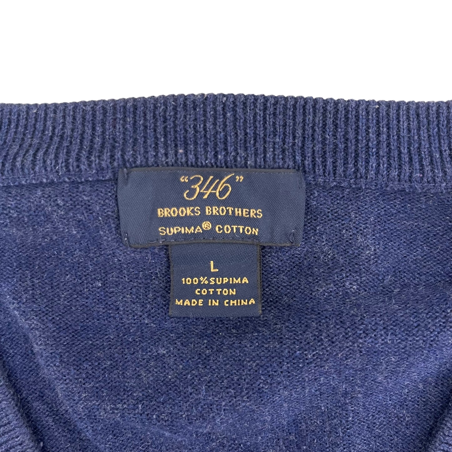 GC464 Brooks Brothers コットン100% ニットトップス トップス プルオーバー Vネック ネイビー メンズ サイズL