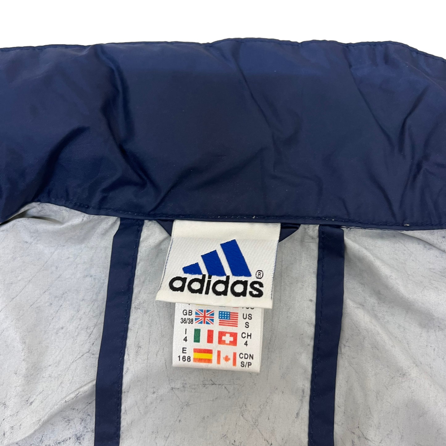 GM149 adidas アディダス 長袖 ジップアップ ナイロン ジャケット 上着 羽織り トップス ネイビー メンズ S