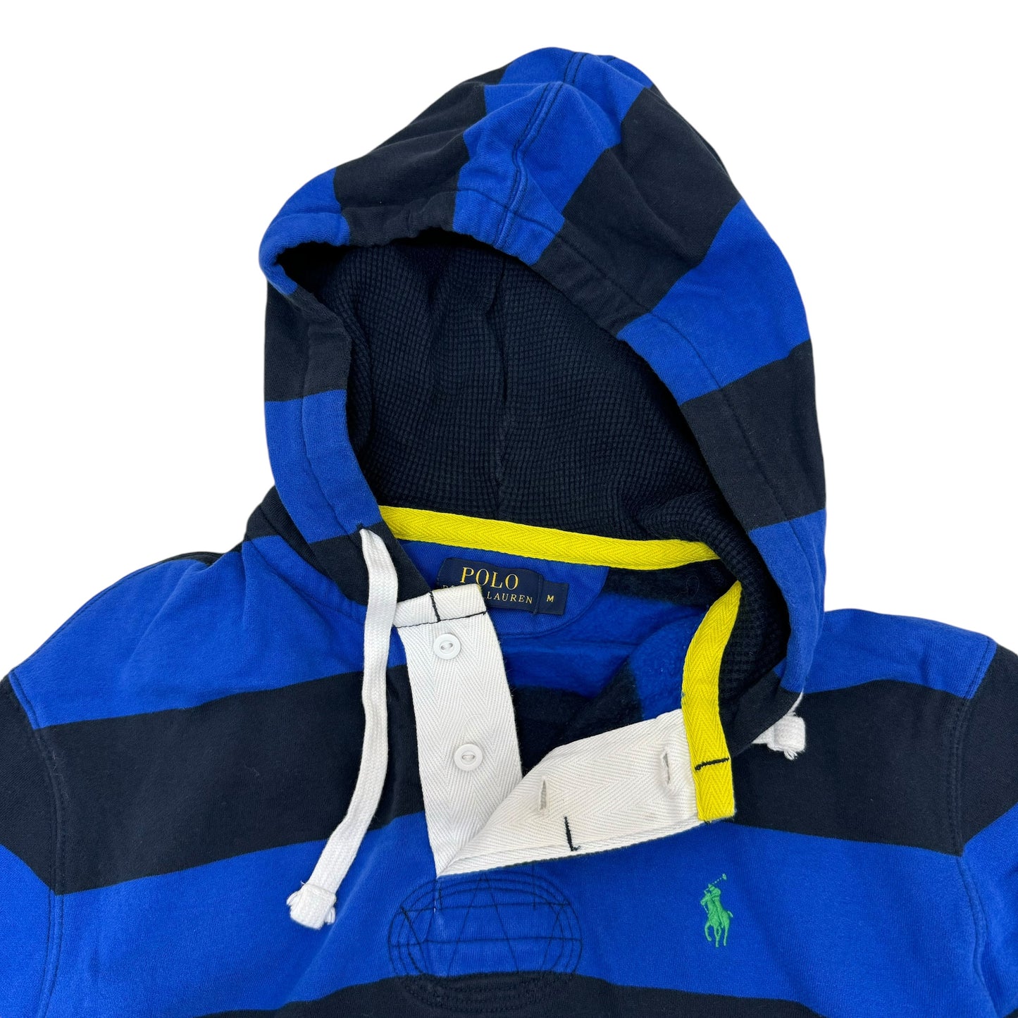 GC921 POLO RALPH LAUREN ポロ ラルフ ローレン ラガーパーカー パーカー フーディートップス ハーフボタン ボーダー柄 長袖 ブルー×ブラック メンズ サイズM