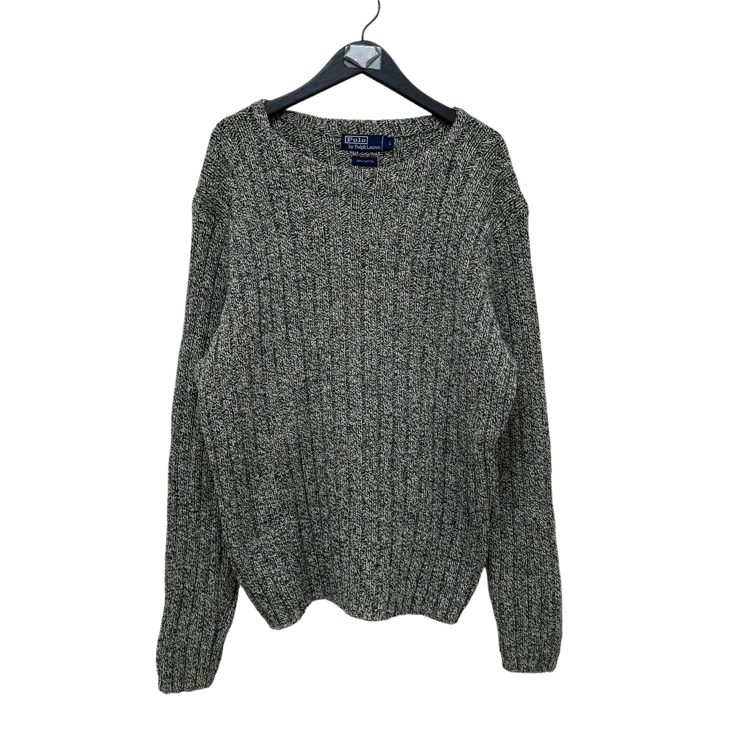 GC910 POLO by RALPH LAUREN ポロバイラルフローレン コットン 綿 100% コットンニット ニットセーター セーター リブ編み トップス プルオーバー 長袖 ネイビー系 メンズ サイズL