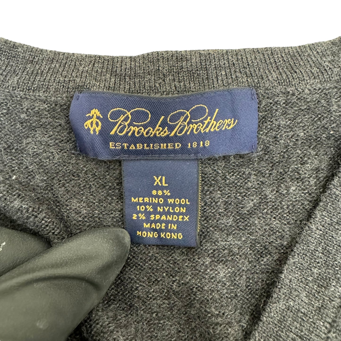 GC861 BROOKS BROTHERS ブルックスブラザーズ ニット セーター Vネック ウール 長袖 トップス ダークグレー メンズ サイズXL