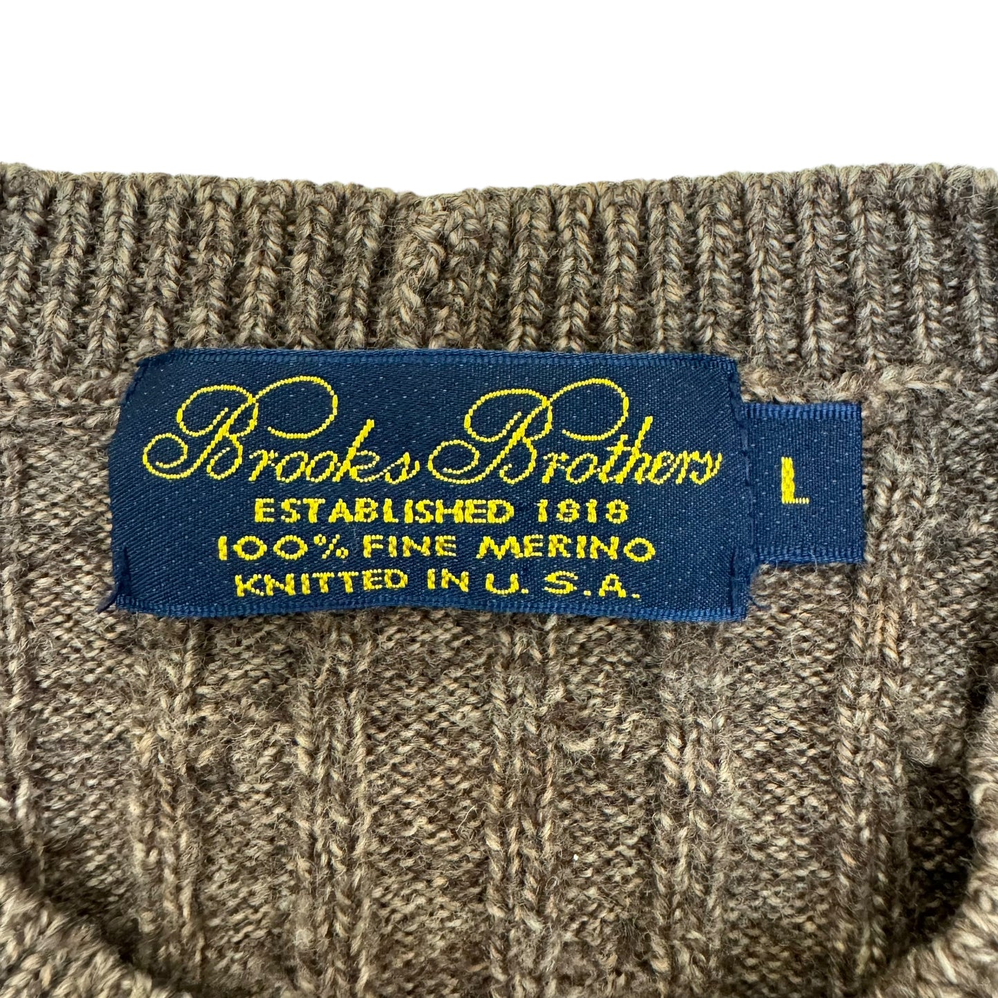 GC916 BROOKS BROTHERS ブルックスブラザーズ ニットセーター セーター リブ編み ファインメリノ100% ブラウン メンズ サイズL