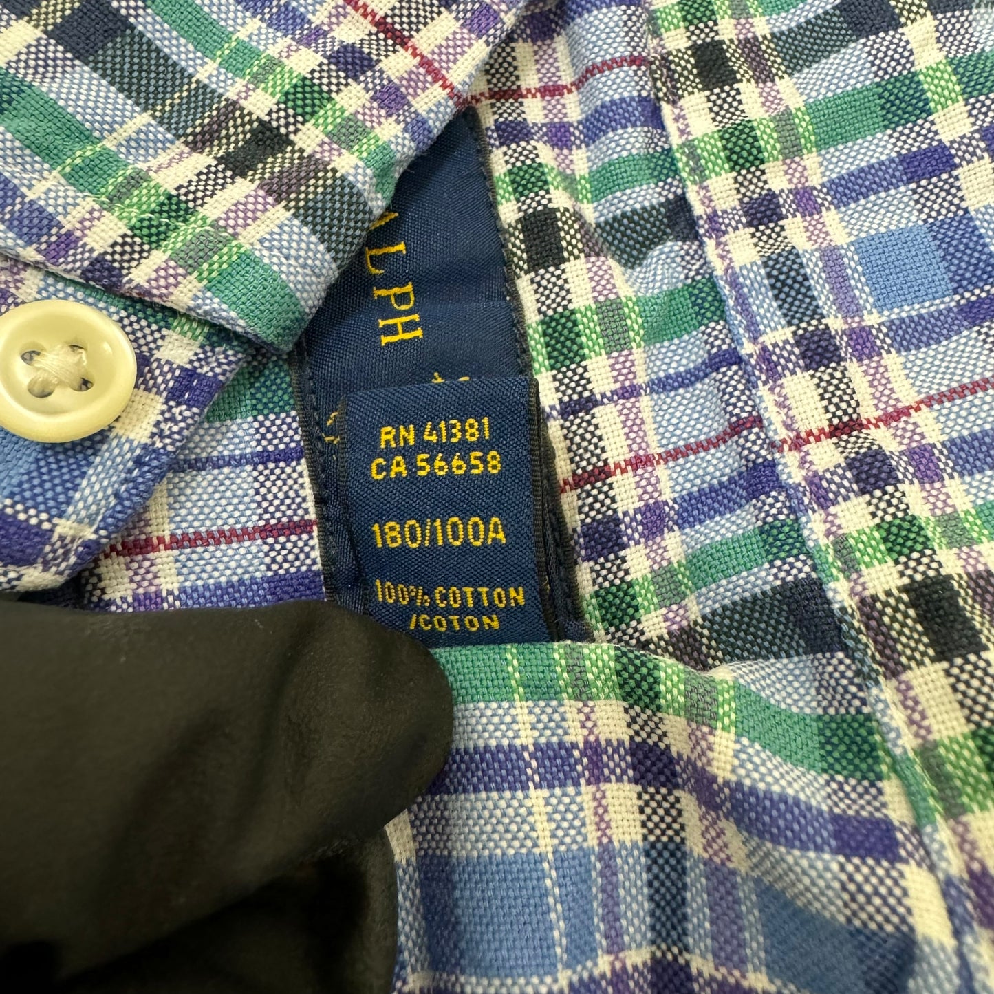 GC836 RALPH LAUREN ラルフローレン チェックシャツ シャツ デザインシャツ 長袖 ブルー メンズ サイズL