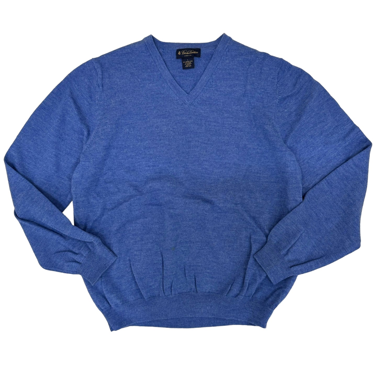 GC844 BROOKS BROTHERS ブルックスブラザーズ セーター ニット Vネック プルオーバー ウール インディゴブルー メンズ サイズL