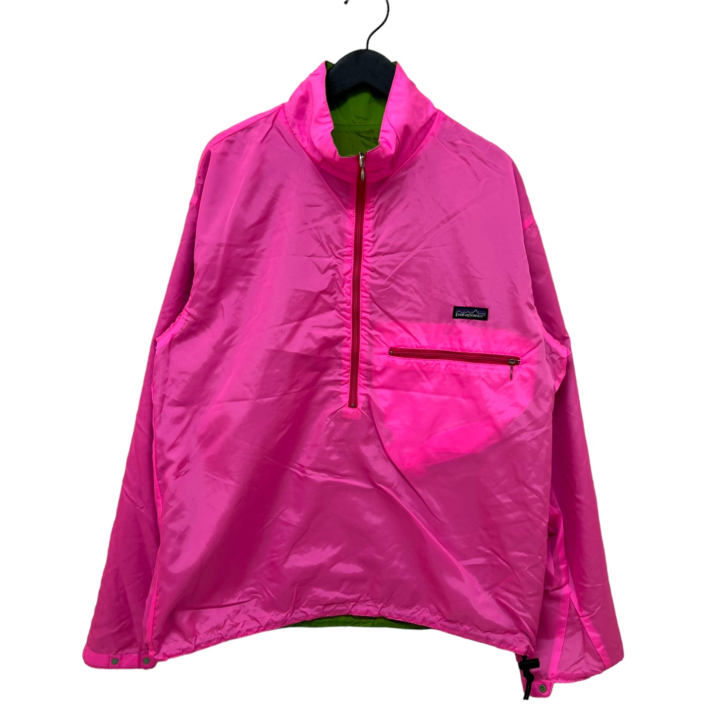 GM157 patagonia パタゴニア 長袖 リバーシブル ナイロン トップス プルオーバー ハーフジップアップ グリーン系 ピンク系 メンズ L