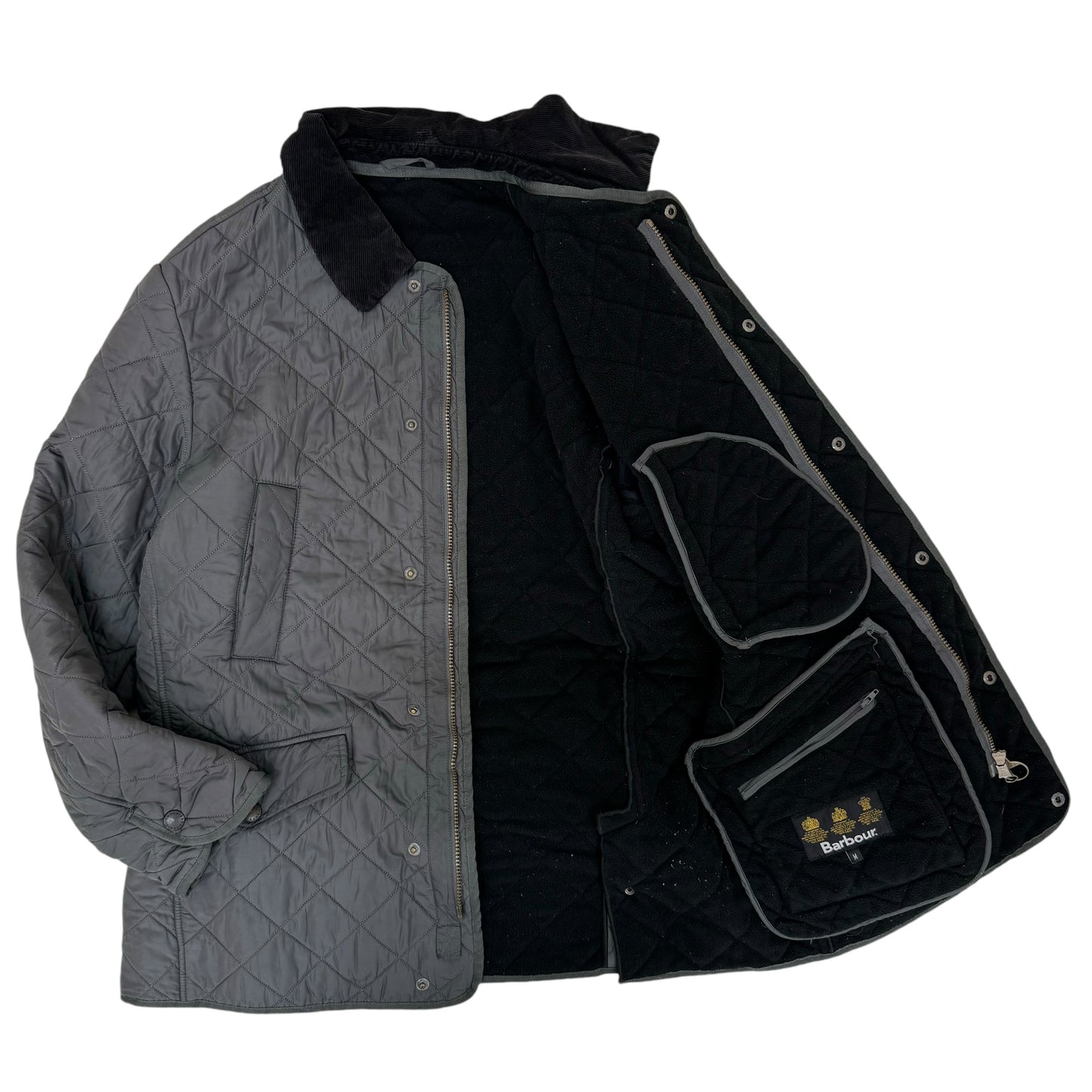 GC934 Barbour バブアー キルティングジャケット ジャケット 襟元コーデュロイ トップス 上着 羽織り グレー メンズ サイズM