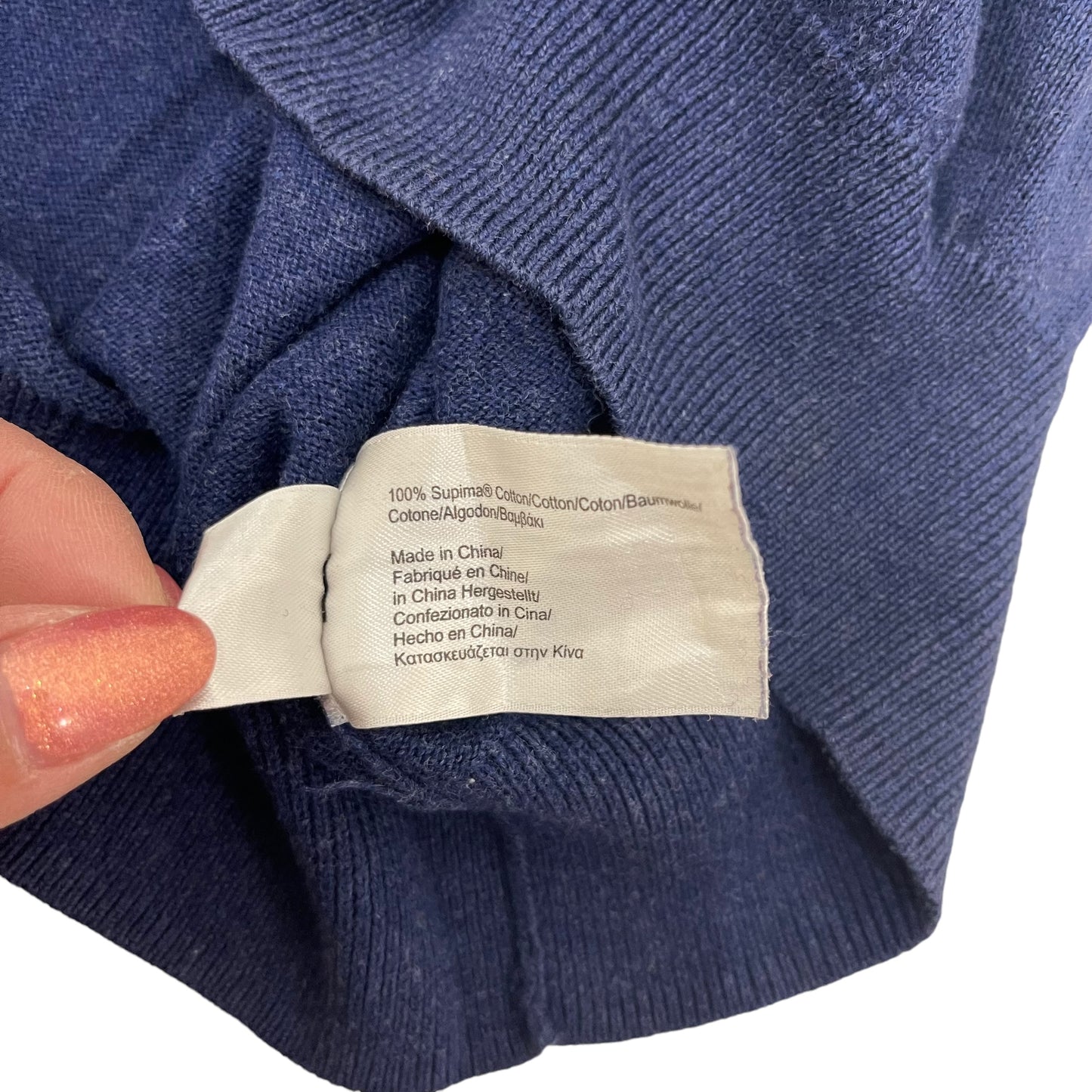 GC464 Brooks Brothers コットン100% ニットトップス トップス プルオーバー Vネック ネイビー メンズ サイズL