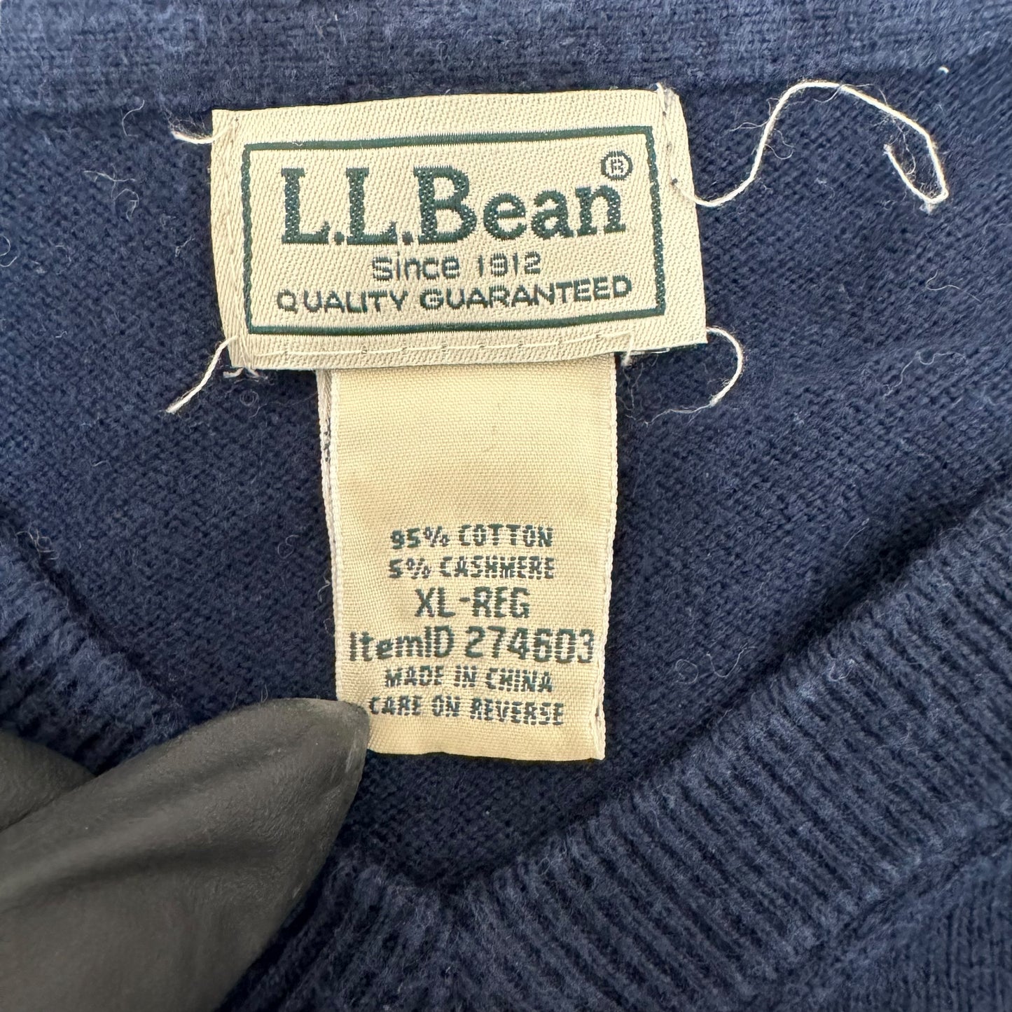 GC874 L.L.Bean エルエルビーン ニットセーター ニット セーター Vネック 長袖 ネイビー メンズ サイズXL