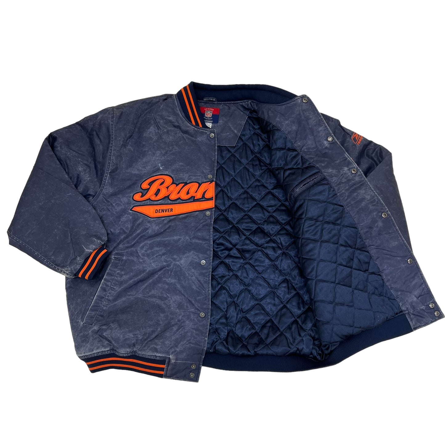 GM178 Reebok リーボック NFL GRIDIRON CLASSIC 長袖 スタジャン トップス ネイビー系 メンズ 3XL