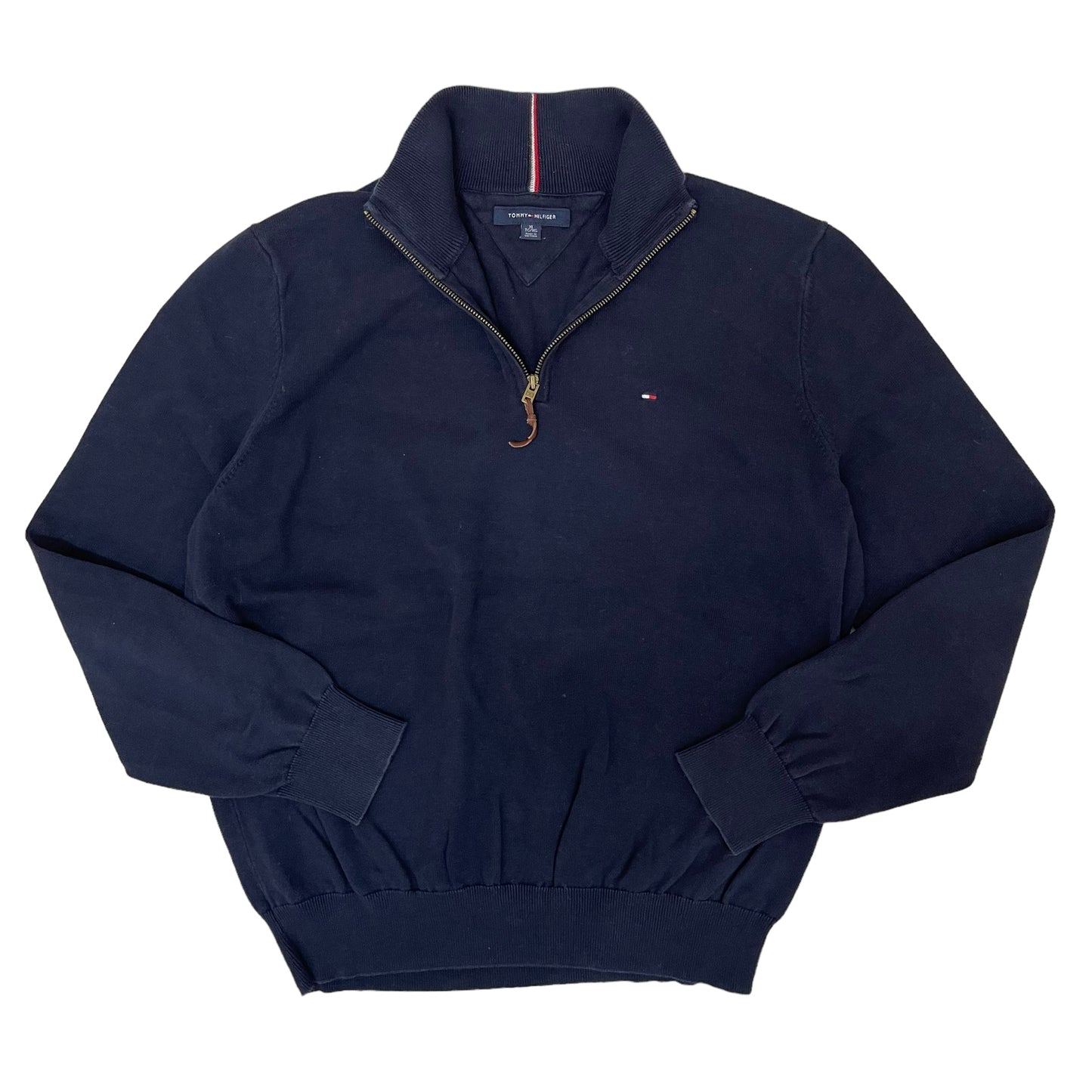 GC311 TOMMY HILFIGER コットン100% ニット セーター トップス ネイビー メンズ サイズXL