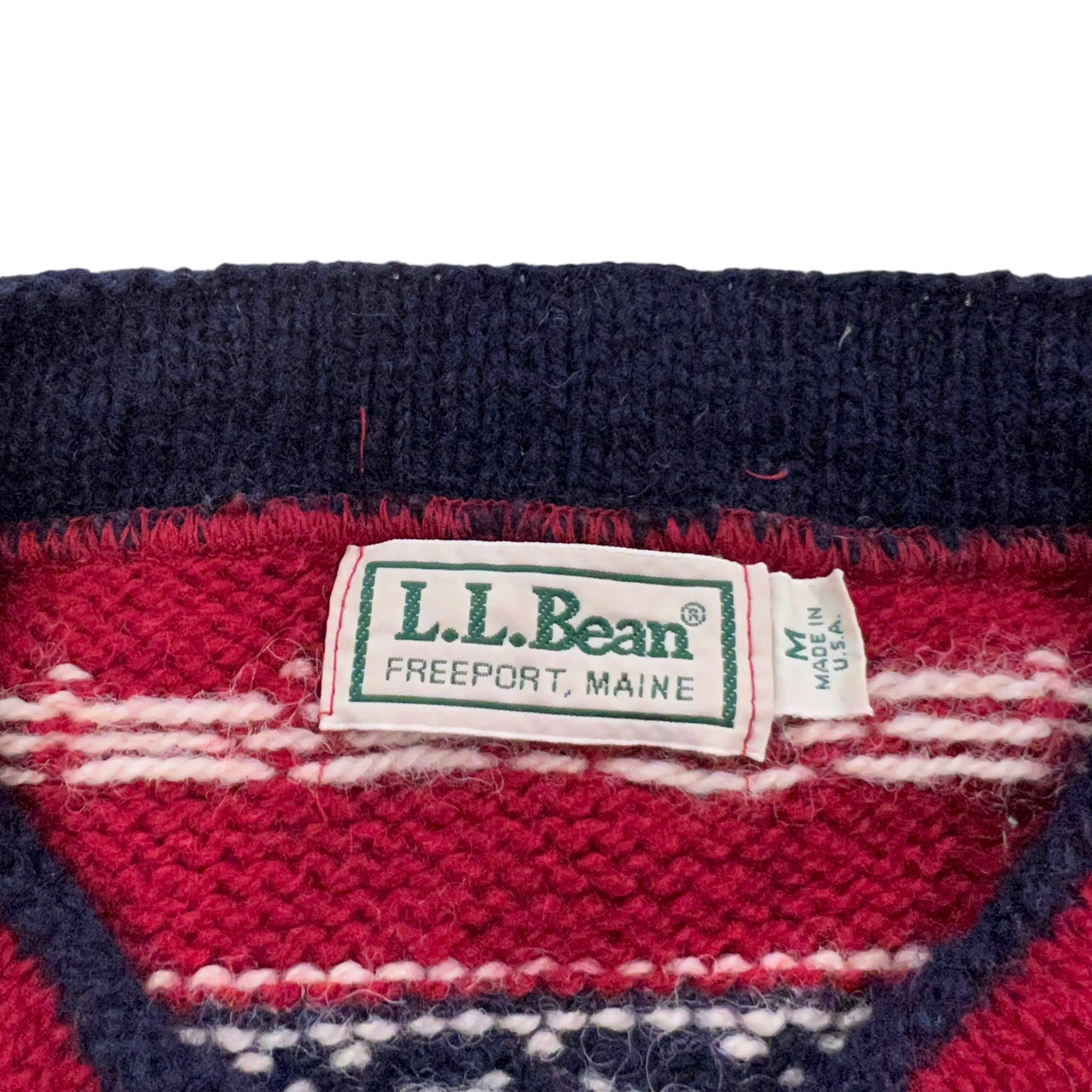 GM110 USA製 L.L.Bean エルエルビーン 長袖 ニット セーター カーディガン レッド レディース M