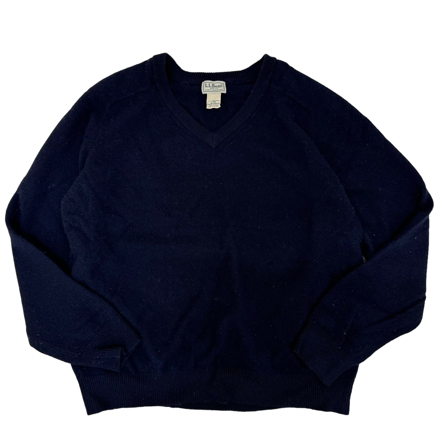 GC851 L.L.Bean エルエルビーン ニット セーター Vネック ウール100% 長袖 トップス ネイビー系 メンズ サイズL