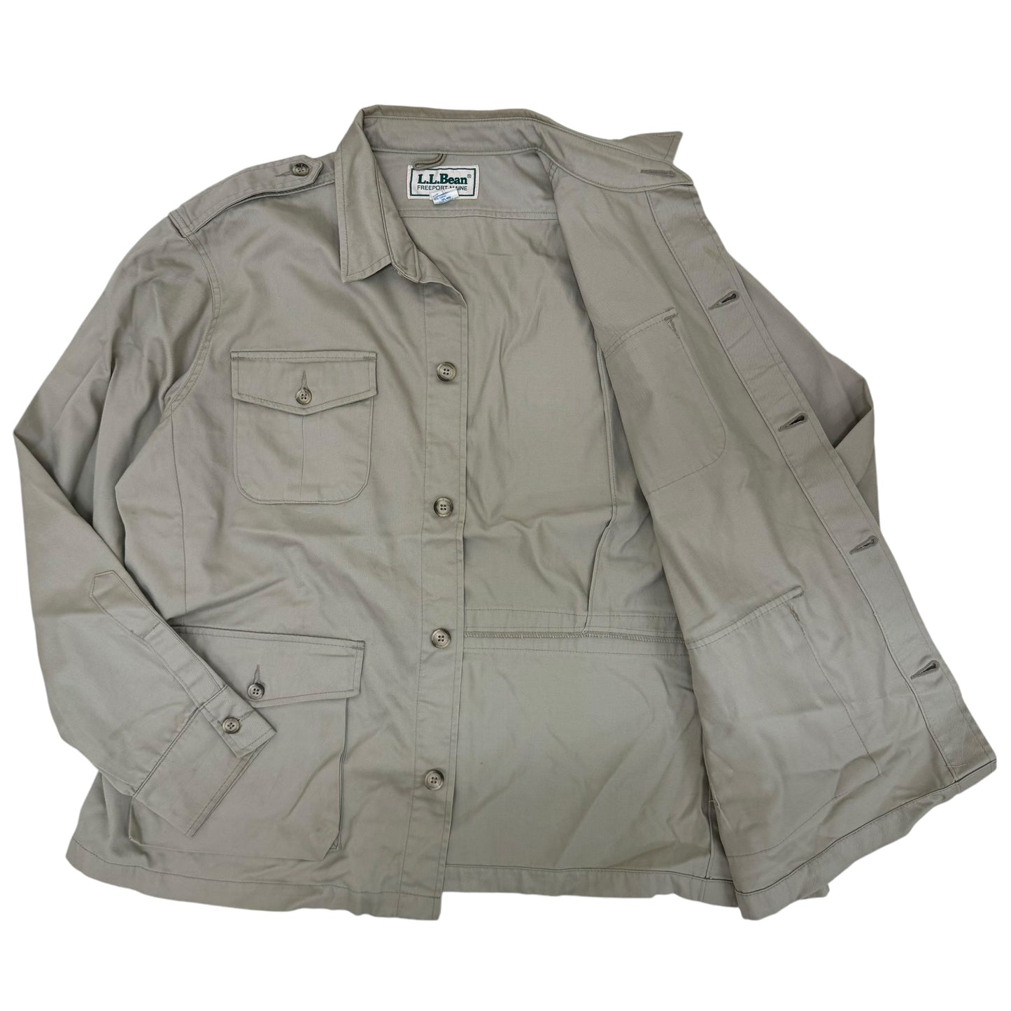 GC944 L.L.Bean エルエルビーン サファリジャケット ジャケット 羽織り トップス 長袖 ベージュ メンズ サイズXL