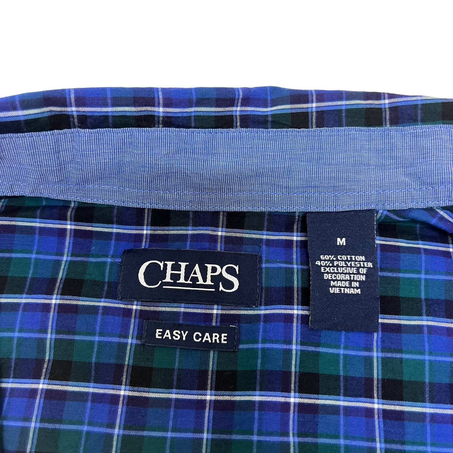 GM398 CHAPS チャップス EASY CARE 長袖 ボタンダウンシャツ 羽織り トップス ブルー系 総柄 メンズ M