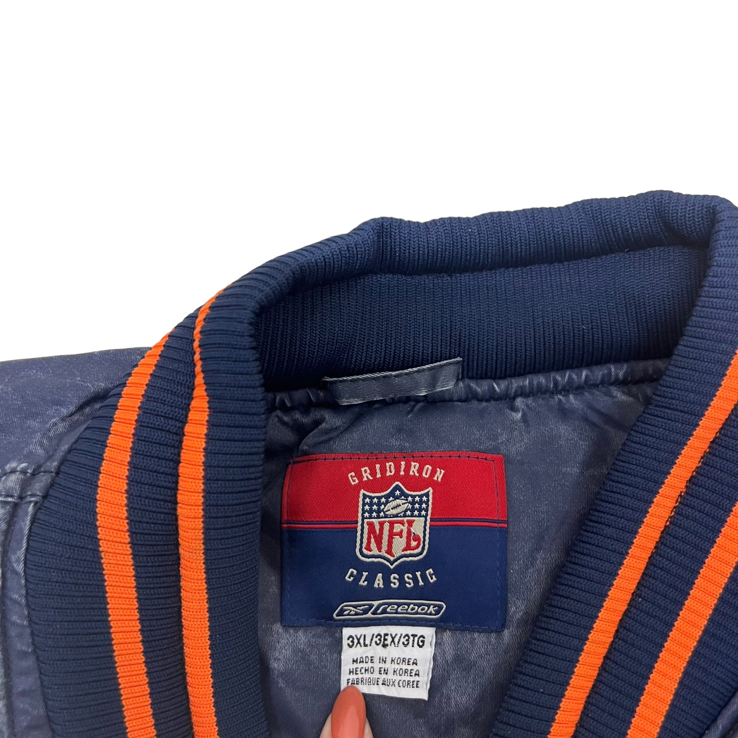 GM178 Reebok リーボック NFL GRIDIRON CLASSIC 長袖 スタジャン トップス ネイビー系 メンズ 3XL