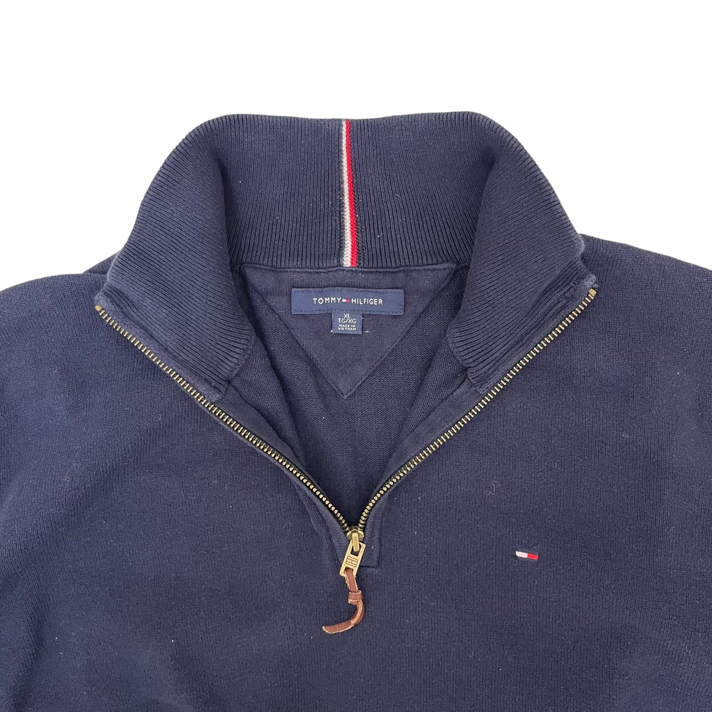 GC311 TOMMY HILFIGER コットン100% ニット セーター トップス ネイビー メンズ サイズXL