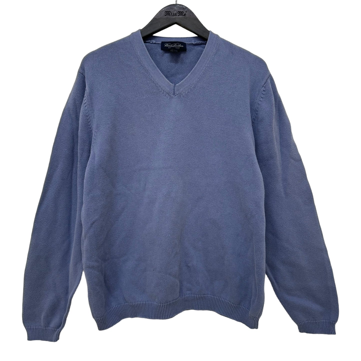 GC852 BROOKS BROTHERS ブルックスブラザーズ コットン 綿 100% ニット セーター Vネック 長袖 ブルー系 メンズ サイズM