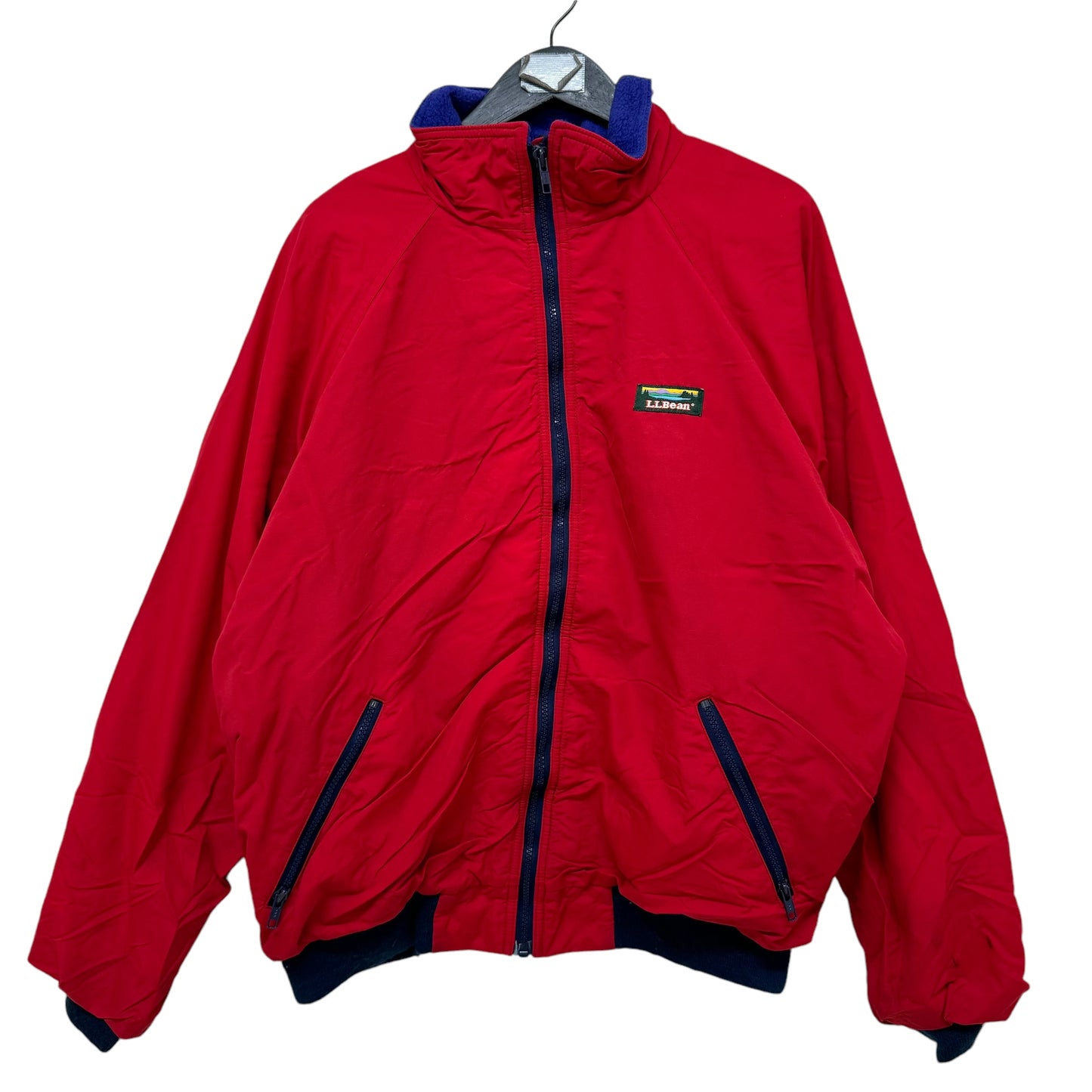 GC949 L.L.Bean エルエルビーン ナイロンジャケット ジップアップジャケット ジャケット 裏起毛ジャケット 長袖 羽織り レッド メンズ サイズL