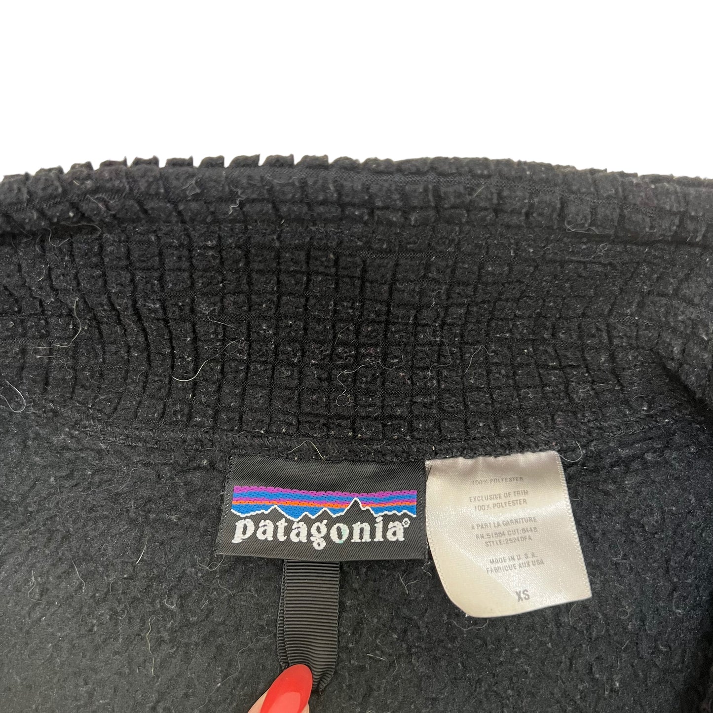 GM302 USA製 patagonia パタゴニア 長袖 ハーフ ジップアップ フリース トップス プルオーバー ブラック メンズ XS