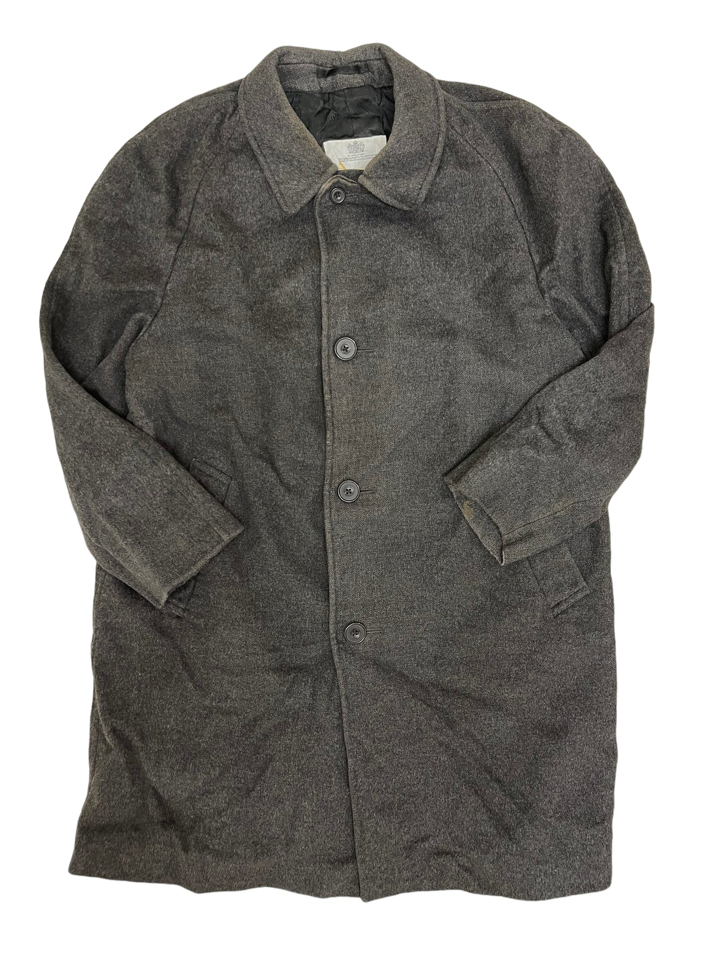 GC378 aquascutum ウール100% ロングコート ウールコート ダークグレー メンズ