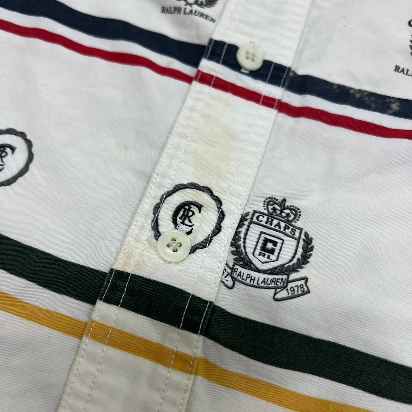 GM400 CHAPS チャップス RALPH LAUREN ラルフローレン 長袖 ボタンダウンシャツ 羽織り トップス ベージュ系 柄 メンズ L