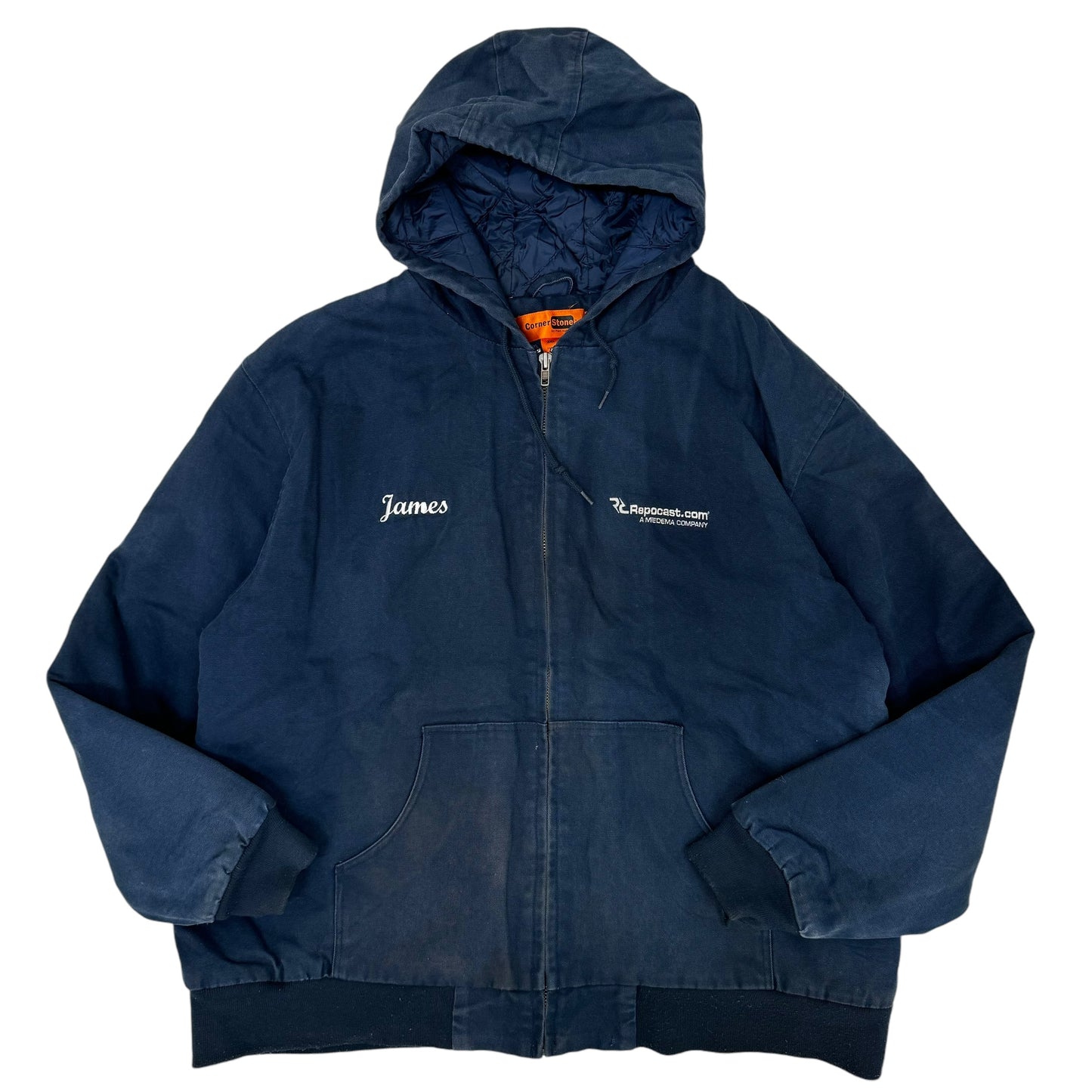 GC959 Corner Stone ダックジャケット ダック地 フーディージャケット ジップアップジャケット ジャケット 長袖 ネイビー メンズ サイズ2XL