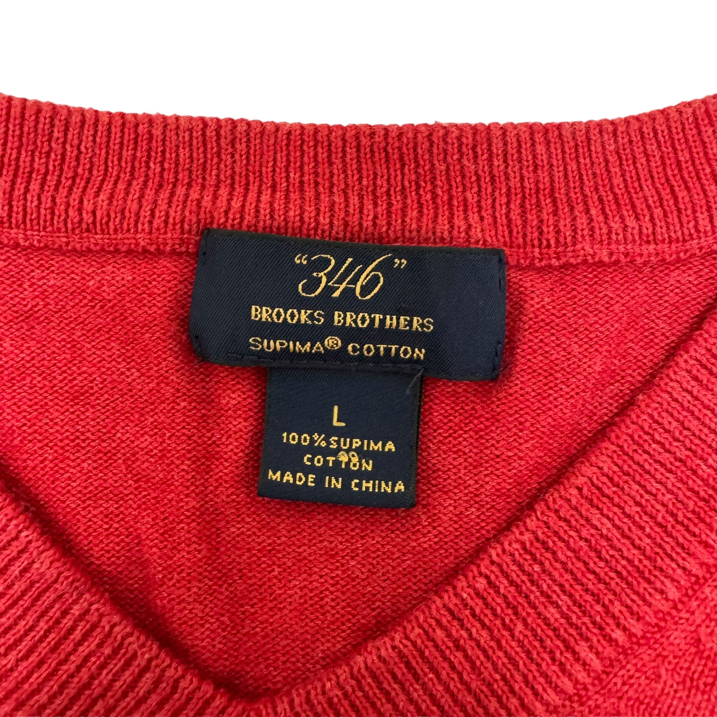 GC872 346 BROOKS BROTHERS ブルックスブラザーズ コットンニット ニットセーター ニット Vネック 長袖 レッド メンズ サイズL