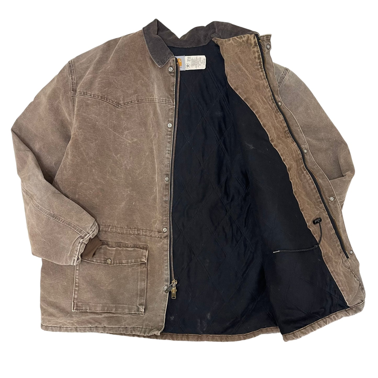 GC258 USA製 carhartt ダックジャケット ダック地 ジャケット 羽織り ブラウン メンズ サイズ2XL