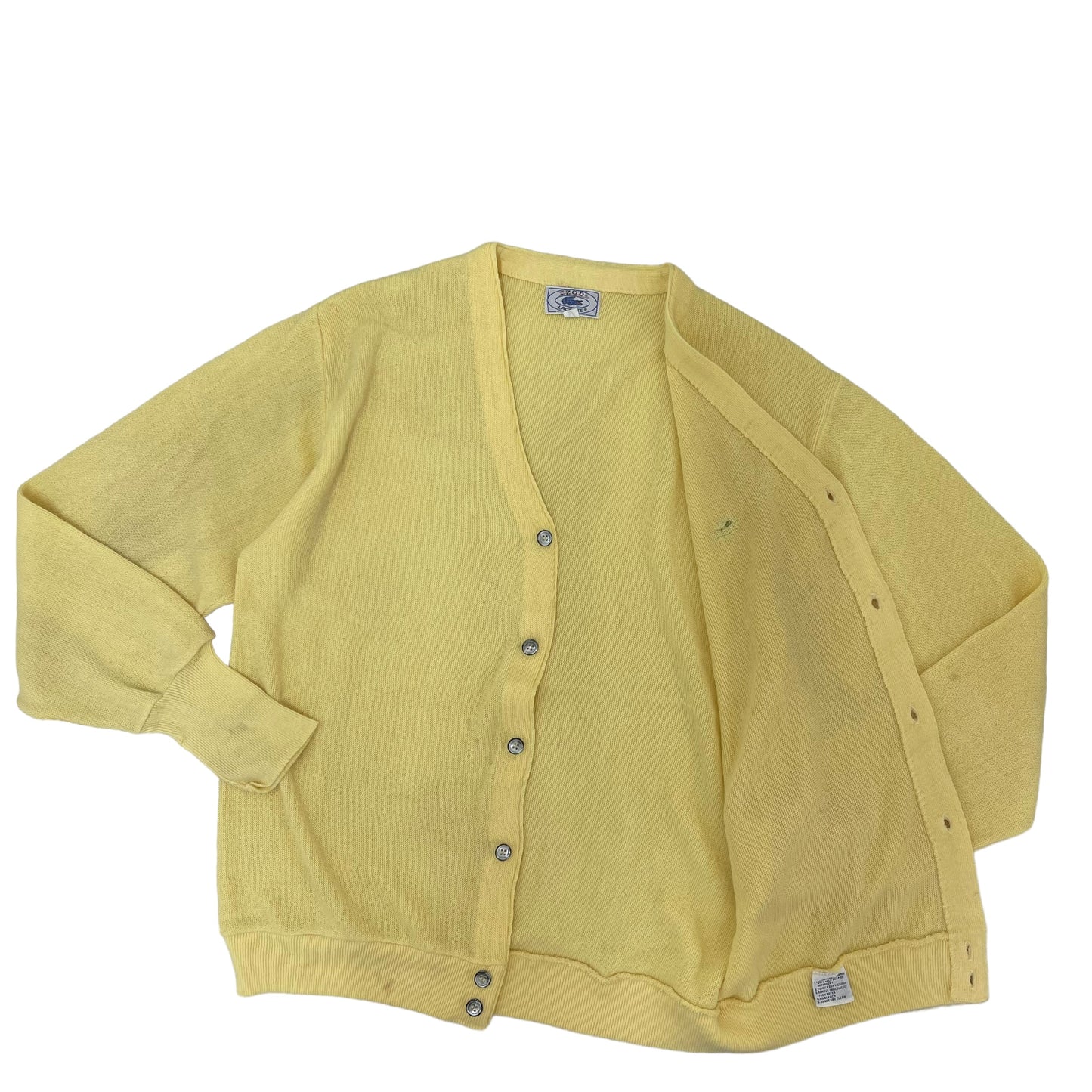 GC166 USA製 IZOD LACOSTE カーディガン 羽織り イエロー メンズ サイズL