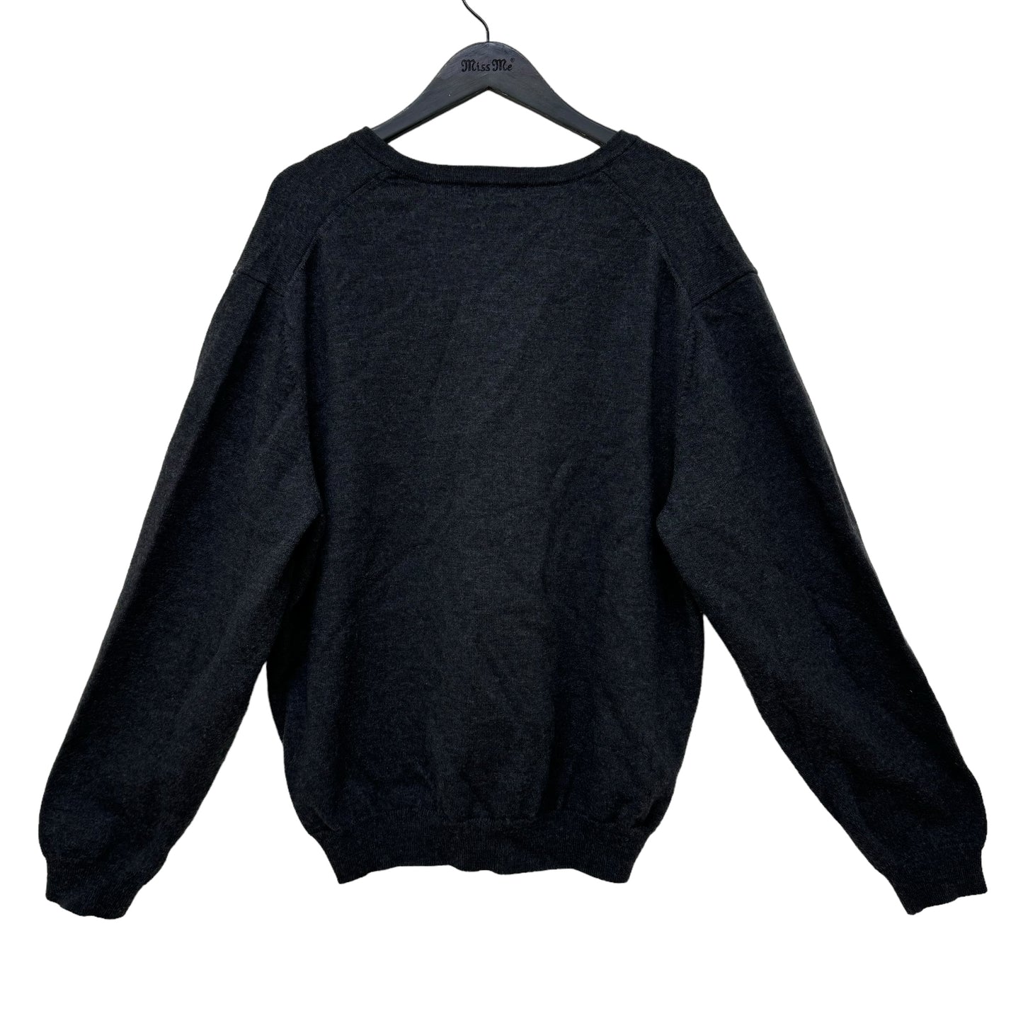 GC861 BROOKS BROTHERS ブルックスブラザーズ ニット セーター Vネック ウール 長袖 トップス ダークグレー メンズ サイズXL