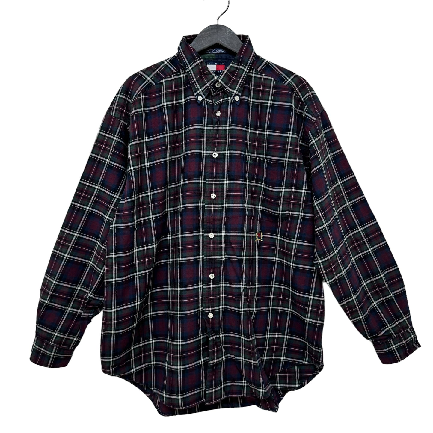 GC842 TOMMY HILFIGER トミーヒルフィガー チェックシャツ シャツ デザインシャツ 長袖 ボルドー系 グリーン系 メンズ サイズL