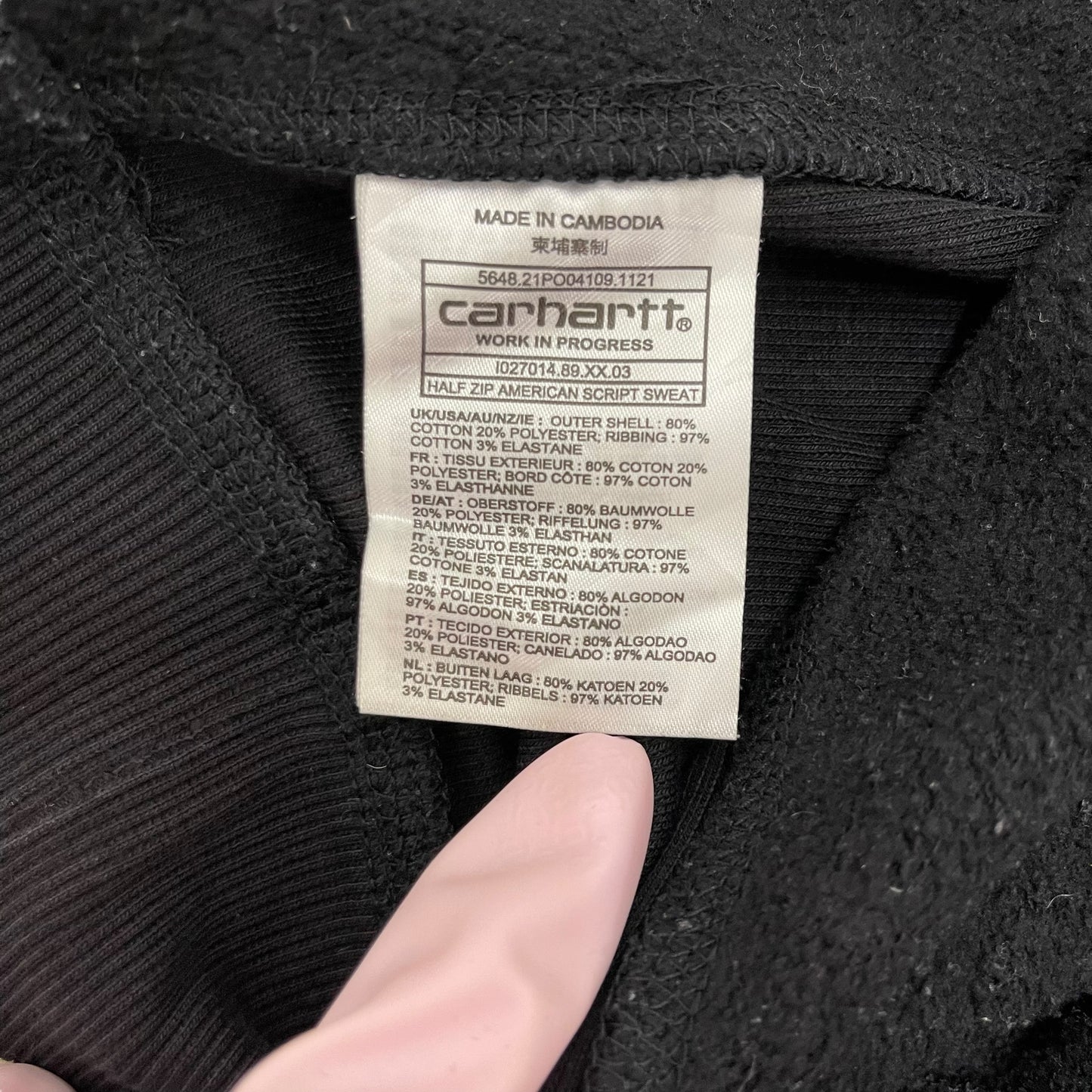 GC413 carhartt フリーストップス ハーフジップアップ トップス ブラック メンズ サイズM