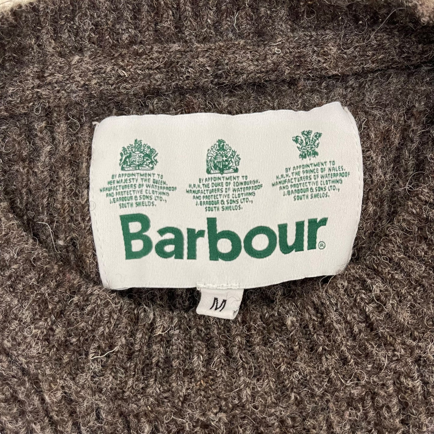 GC176 Barbour ニット セーター トップス プルオーバー ウール100% ブラウン メンズ サイズM