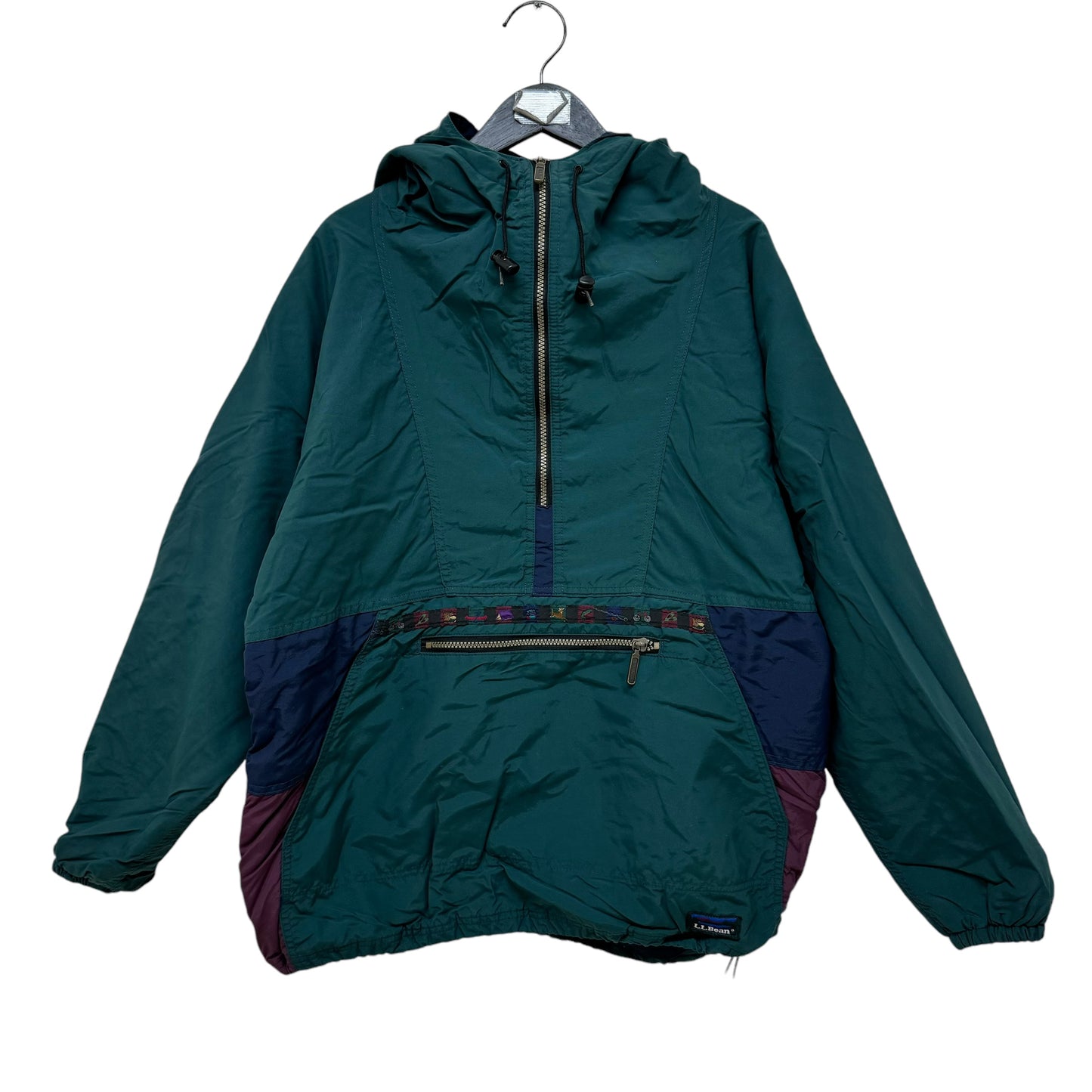 GC948 L.L.Bean エルエルビーン ナイロンジャケット ジャケット ハーフジップアップ ハーフジップ フーディージャケット トップス グリーン メンズ3M