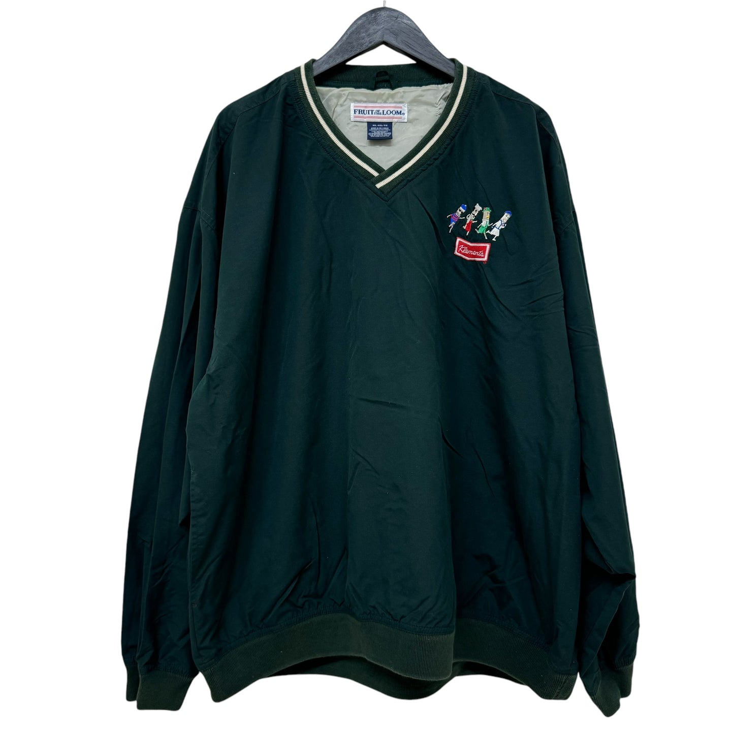 GC925 FRUIT OF THE LOOM プルオーバートップス ナイロントップス トップス Vネック グリーン メンズ サイズXL