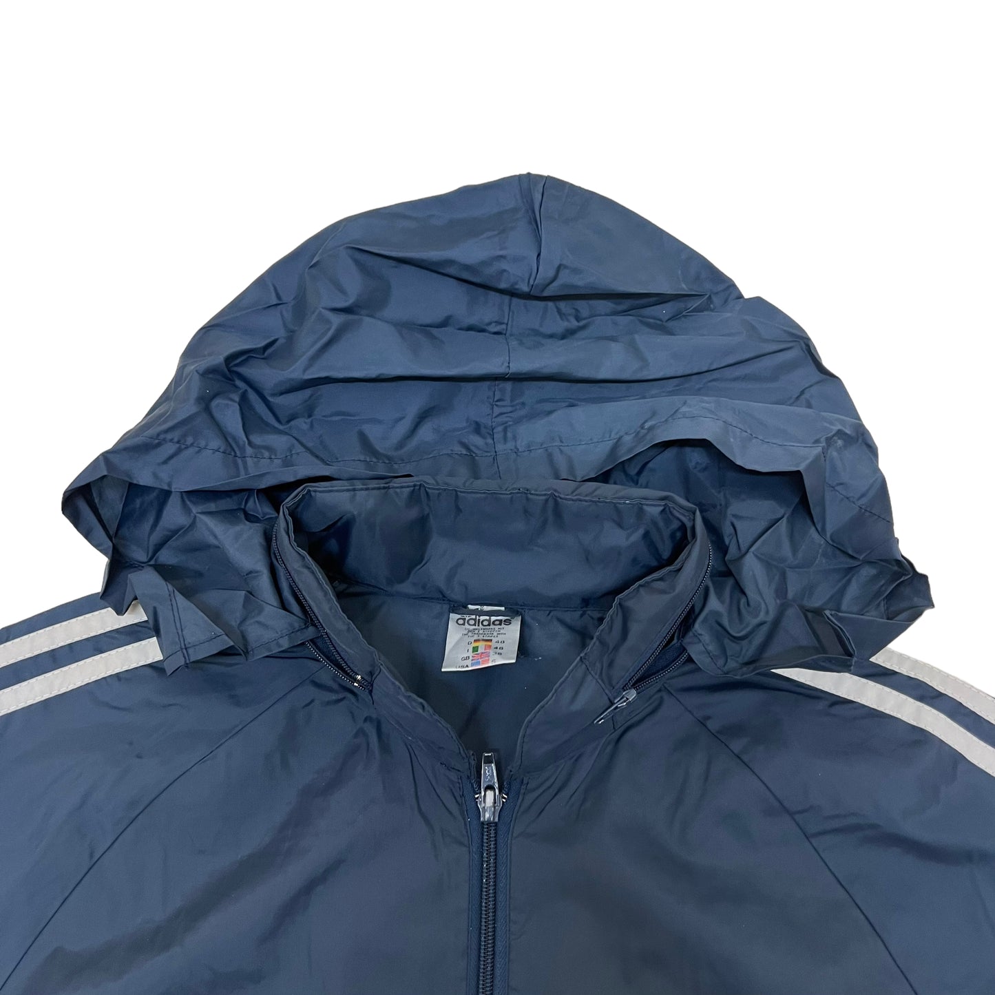 GM150 adidas アディダス 長袖 ジップアップ ナイロン ジャケット 上着 羽織り トップス ネイビー 3本線 メンズ S