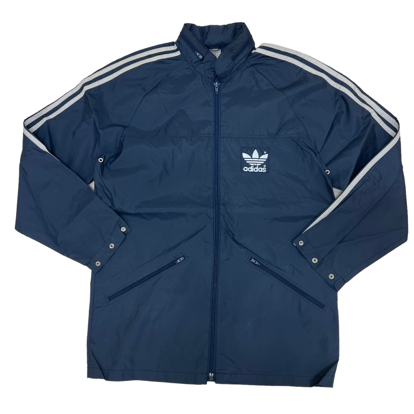 GM150 adidas アディダス 長袖 ジップアップ ナイロン ジャケット 上着 羽織り トップス ネイビー 3本線 メンズ S