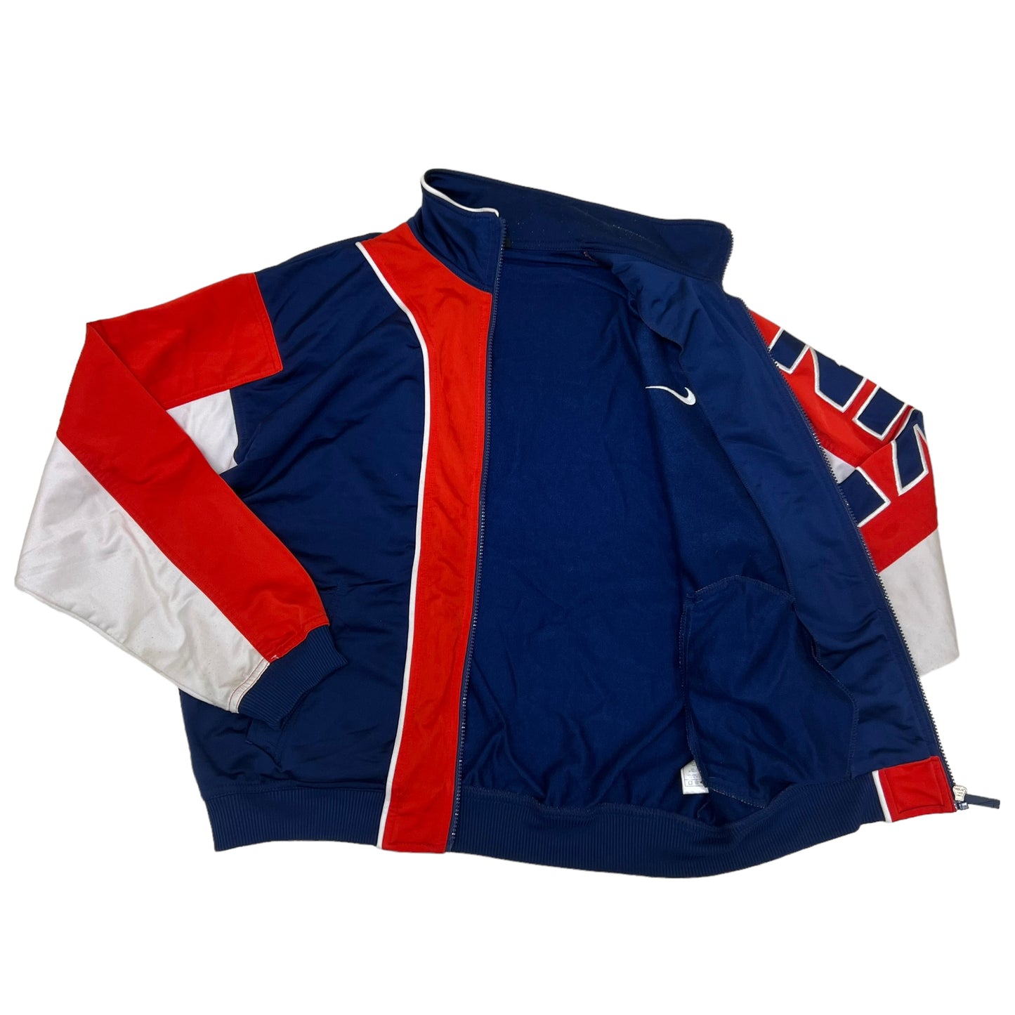 GM224 NIKE ナイキ 長袖 ジップアップ ジャージ 上着 羽織り トップス ネイビー系 レッド系 メンズ M