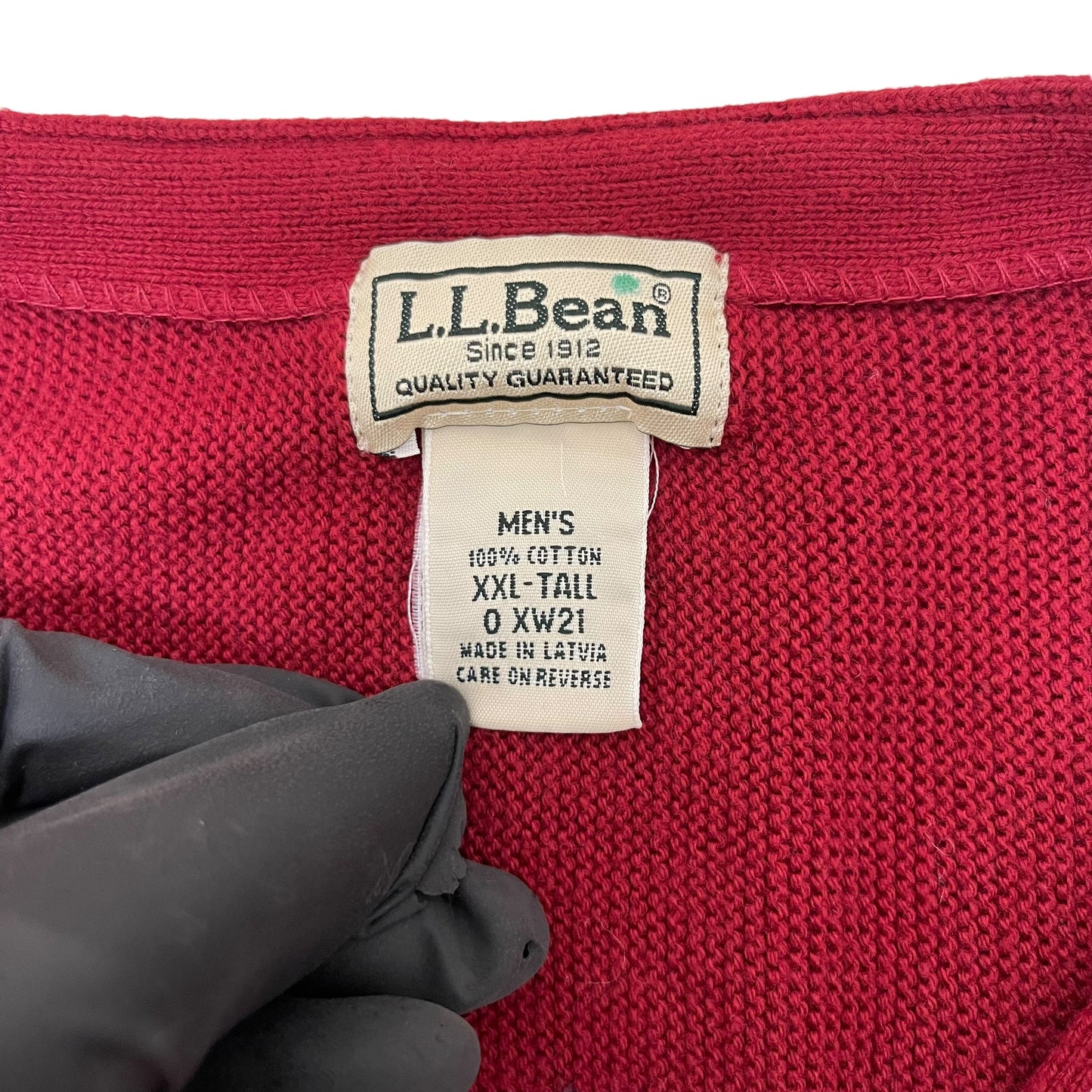 GC313 L.L.Bean コットン100% ニット セーター ニットカーディガン カーディガン ボルドー メンズ サイズXXL
