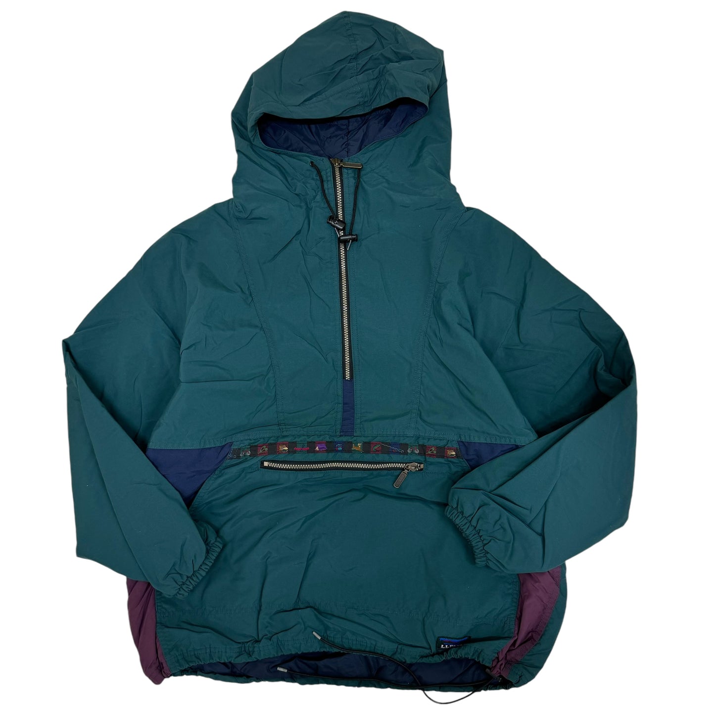 GC948 L.L.Bean エルエルビーン ナイロンジャケット ジャケット ハーフジップアップ ハーフジップ フーディージャケット トップス グリーン メンズ3M