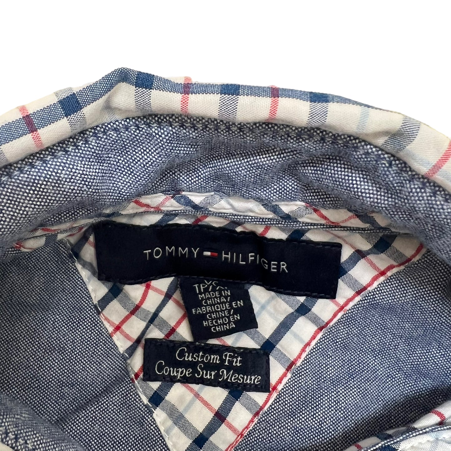GM32 TOMMY HILFIGER トミーヒルフィガー 長袖 ボタンダウンシャツ トップス ブルー系 総柄 メンズ XS