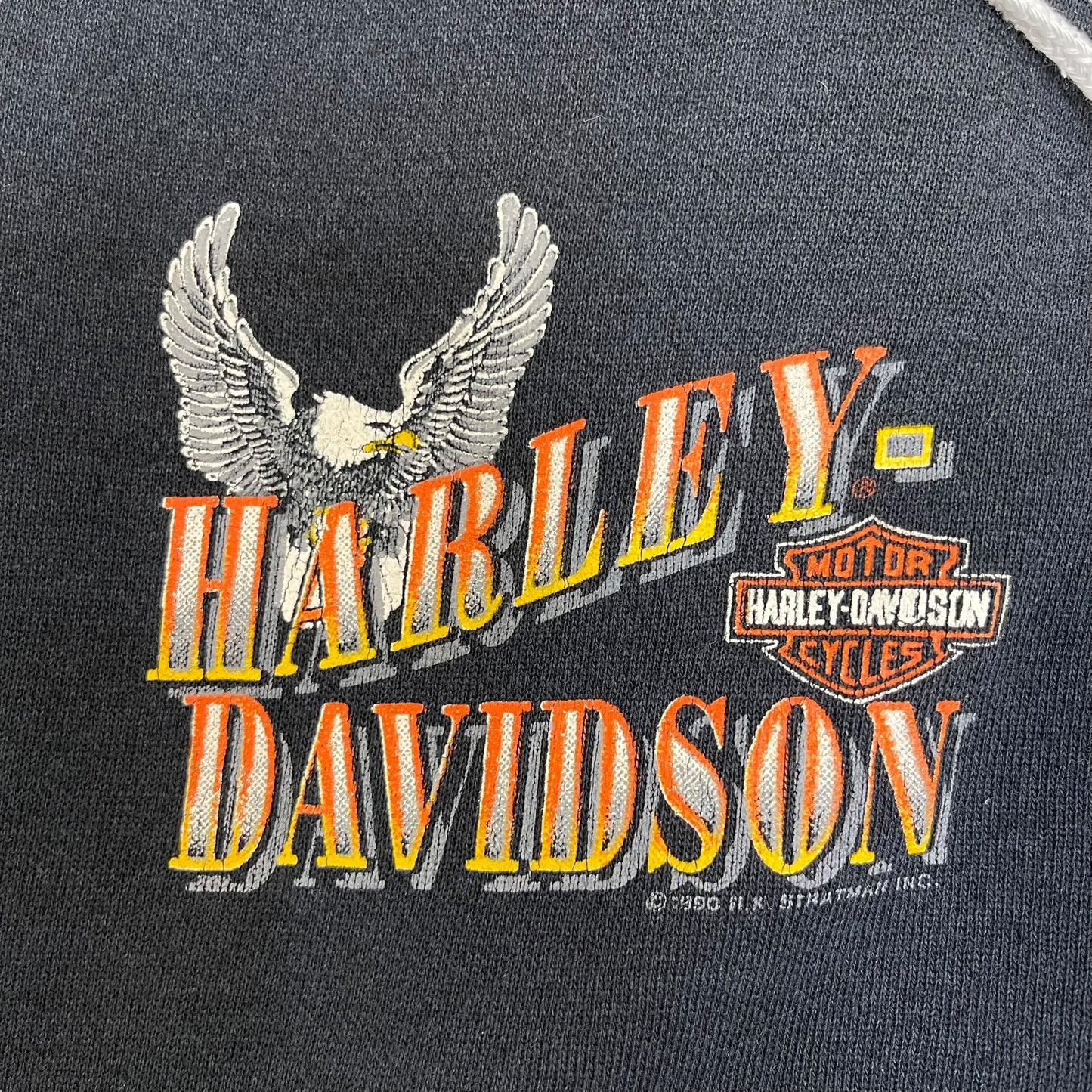 GC212 USA製 HARLEY-DAVIDSON ジップアップパーカー フーディー ブラック系 サイズL