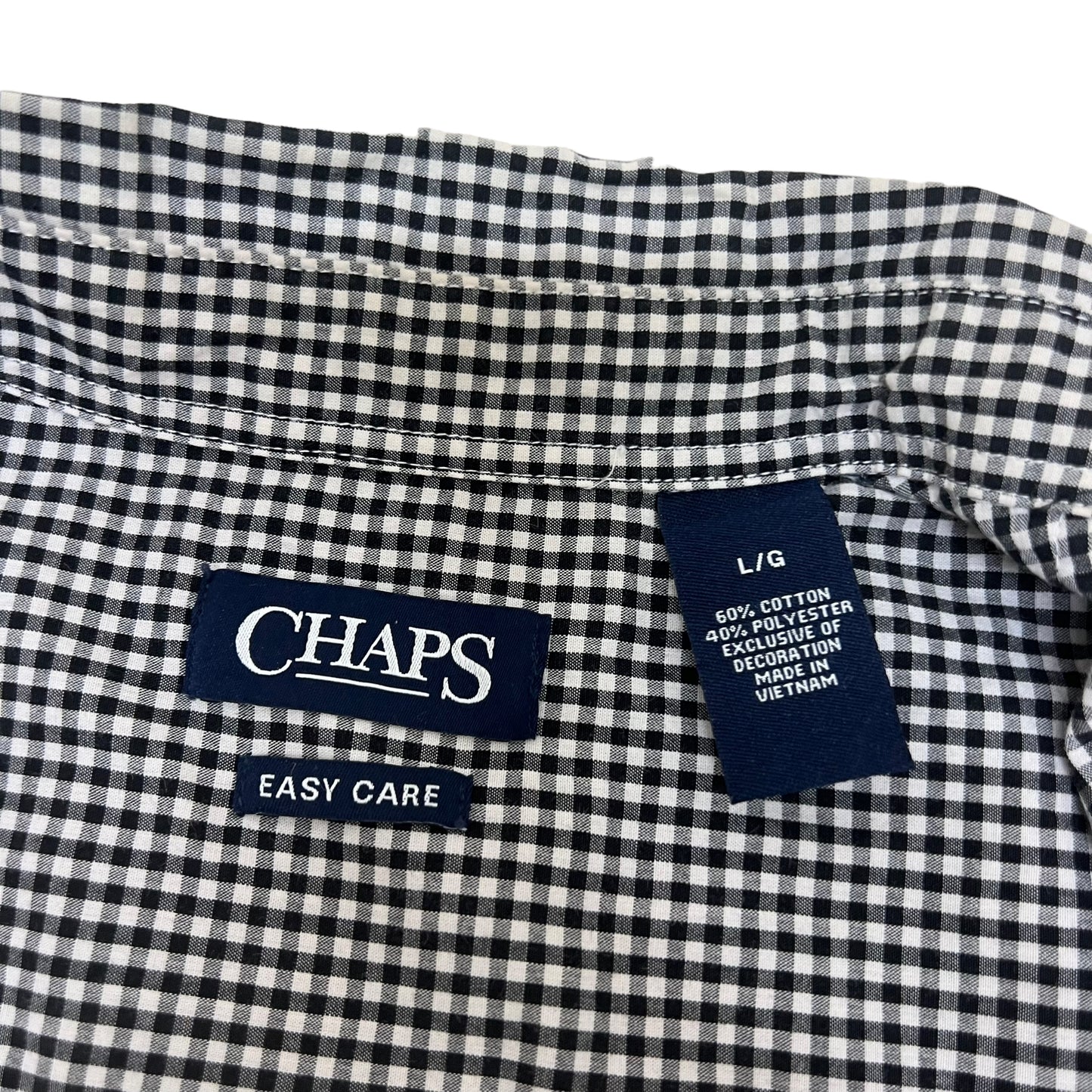 GM402 CHAPS チャップス EASY CARE 長袖 ボタンダウンシャツ 羽織り トップス グレー系 総柄 メンズ L