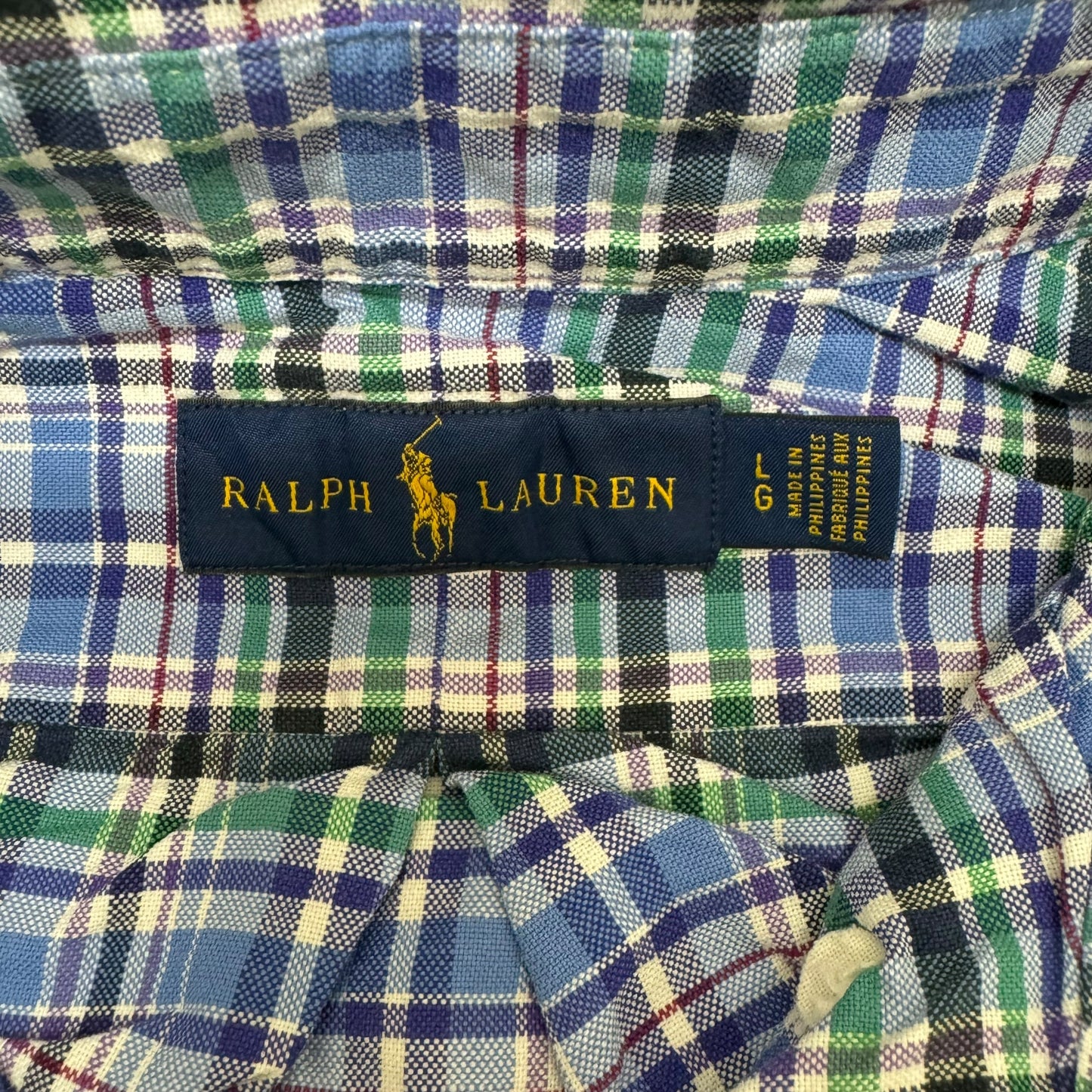 GC836 RALPH LAUREN ラルフローレン チェックシャツ シャツ デザインシャツ 長袖 ブルー メンズ サイズL