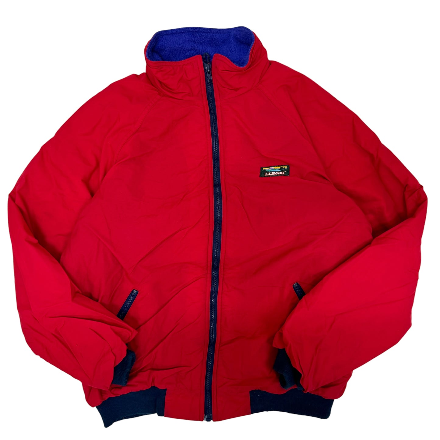 GC949 L.L.Bean エルエルビーン ナイロンジャケット ジップアップジャケット ジャケット 裏起毛ジャケット 長袖 羽織り レッド メンズ サイズL